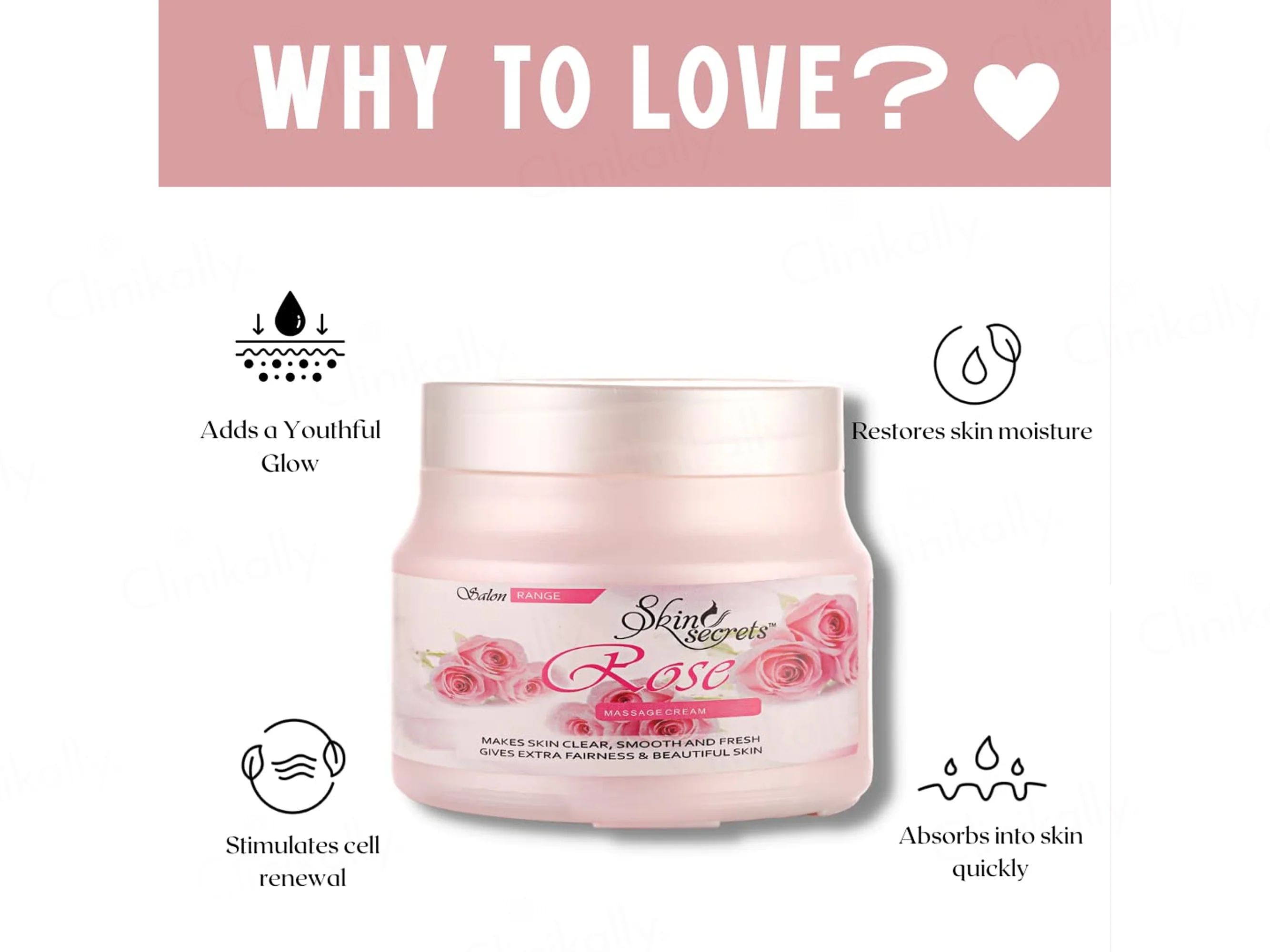 Skin Secrets Rose Massage Cream For Face & Body - Image 3