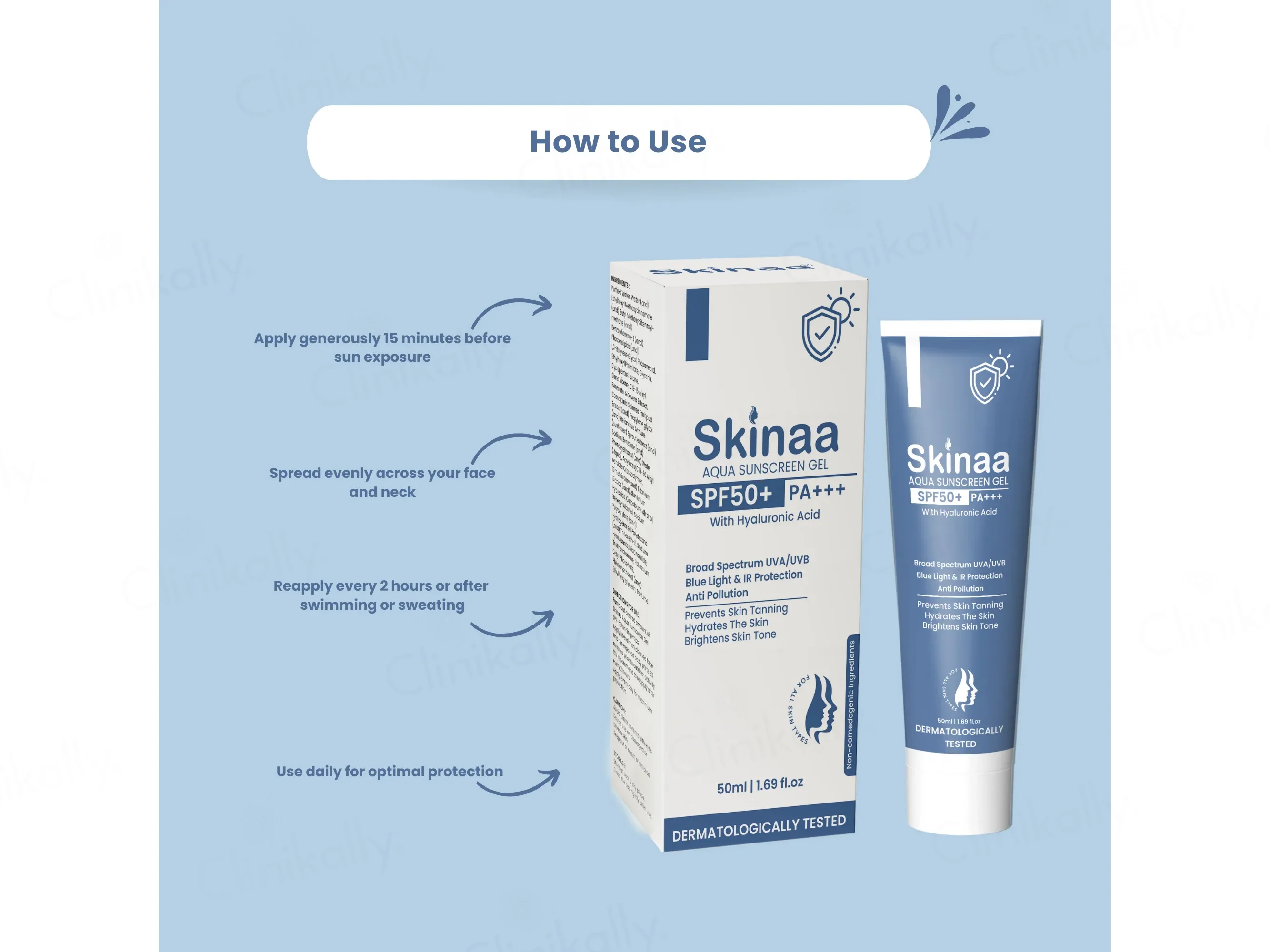 Skinaa Aqua Hyaluronic Acid Sunscreen Gel SPF 50+ PA+++ - Image 3