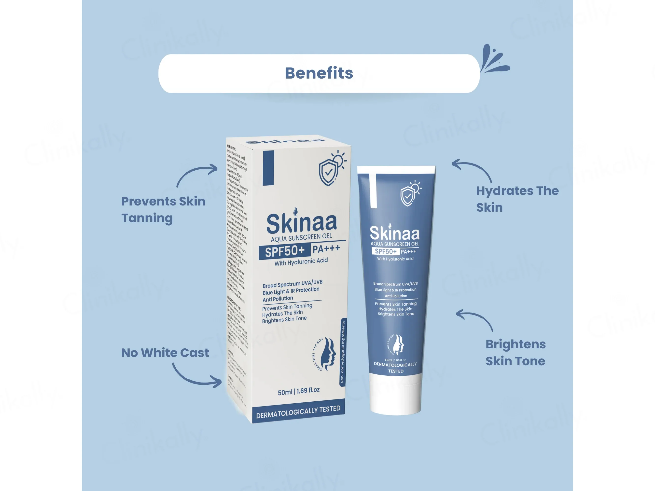 Skinaa Aqua Hyaluronic Acid Sunscreen Gel SPF 50+ PA+++ - Image 4
