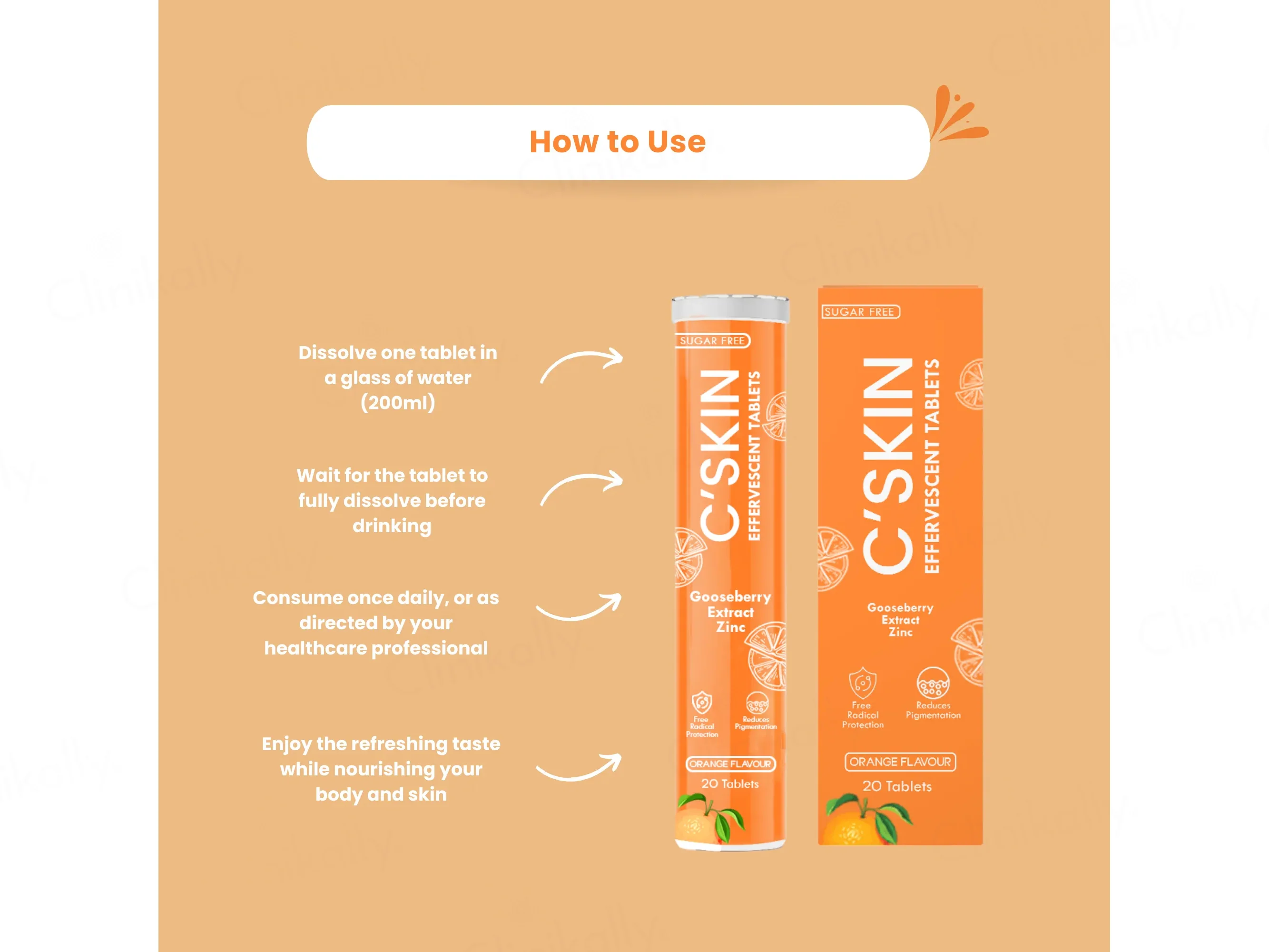 Skinaa C'Skin Gooseberry Extract & Zinc Sugar Free Effervescent Tablet - Orange Flavour - Image 7