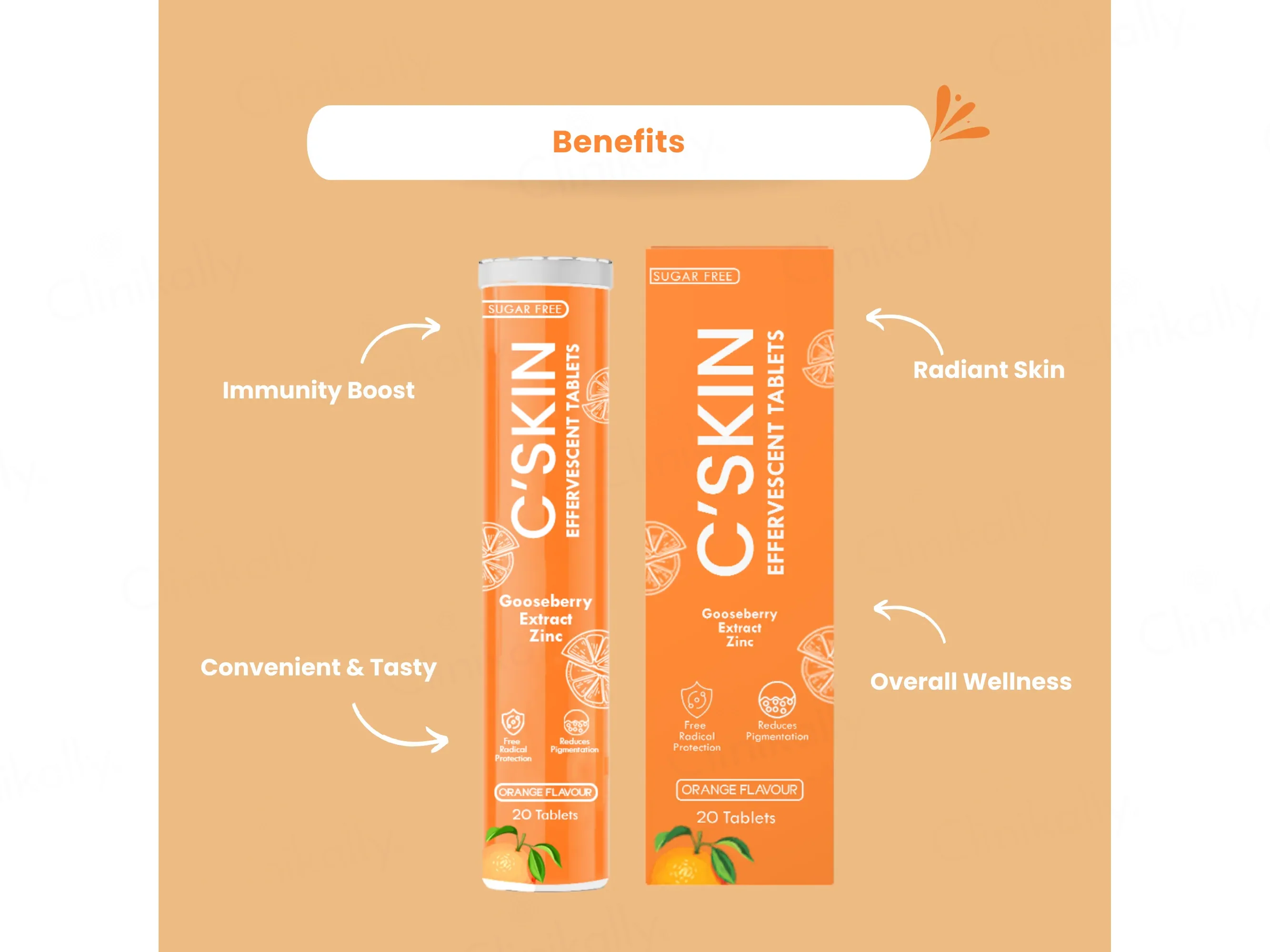 Skinaa C'Skin Gooseberry Extract & Zinc Sugar Free Effervescent Tablet - Orange Flavour - Image 8