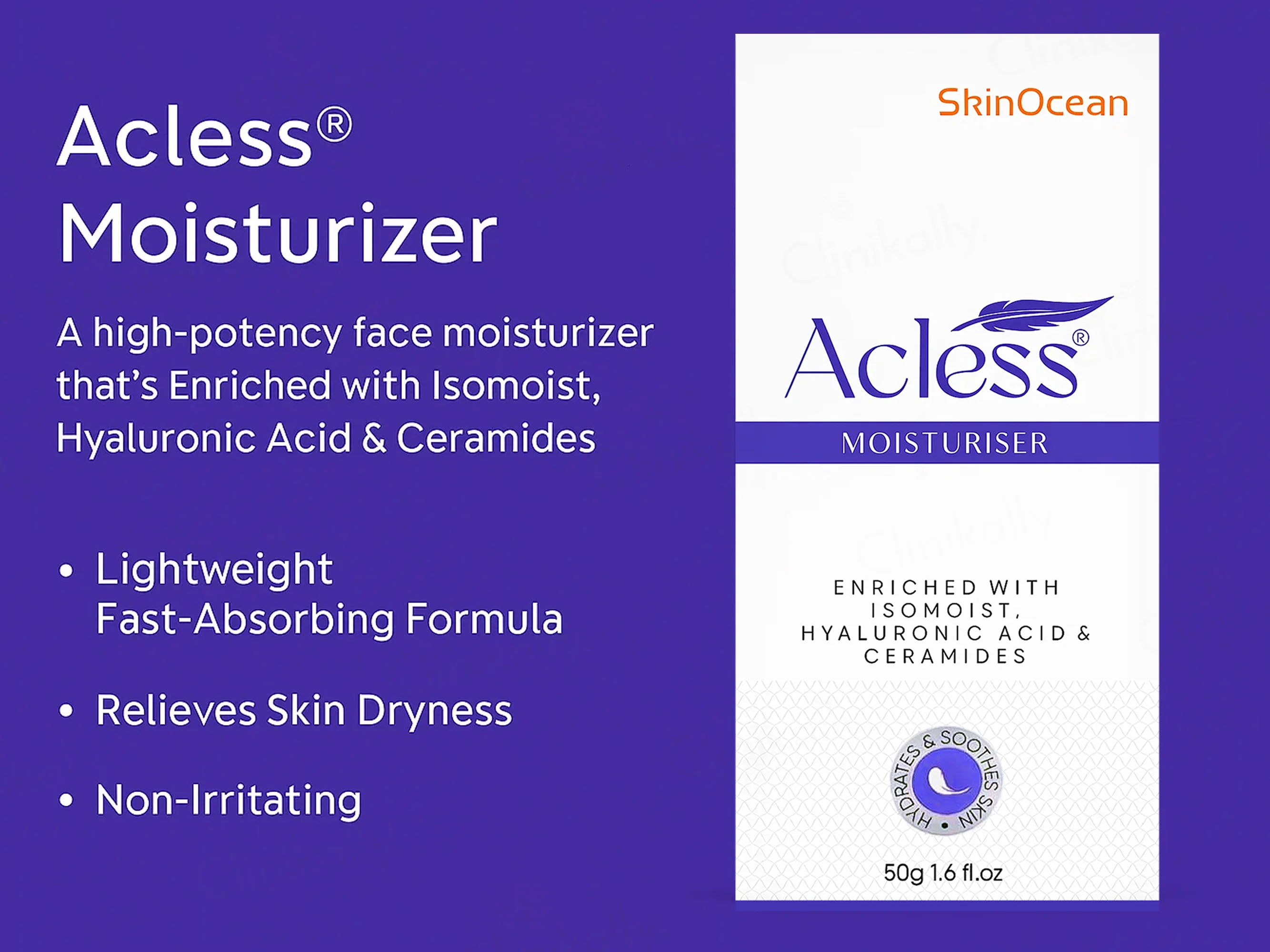 SkinOcean Acless Ceramides & Hyaluronic Acid Moisturiser - Image 4