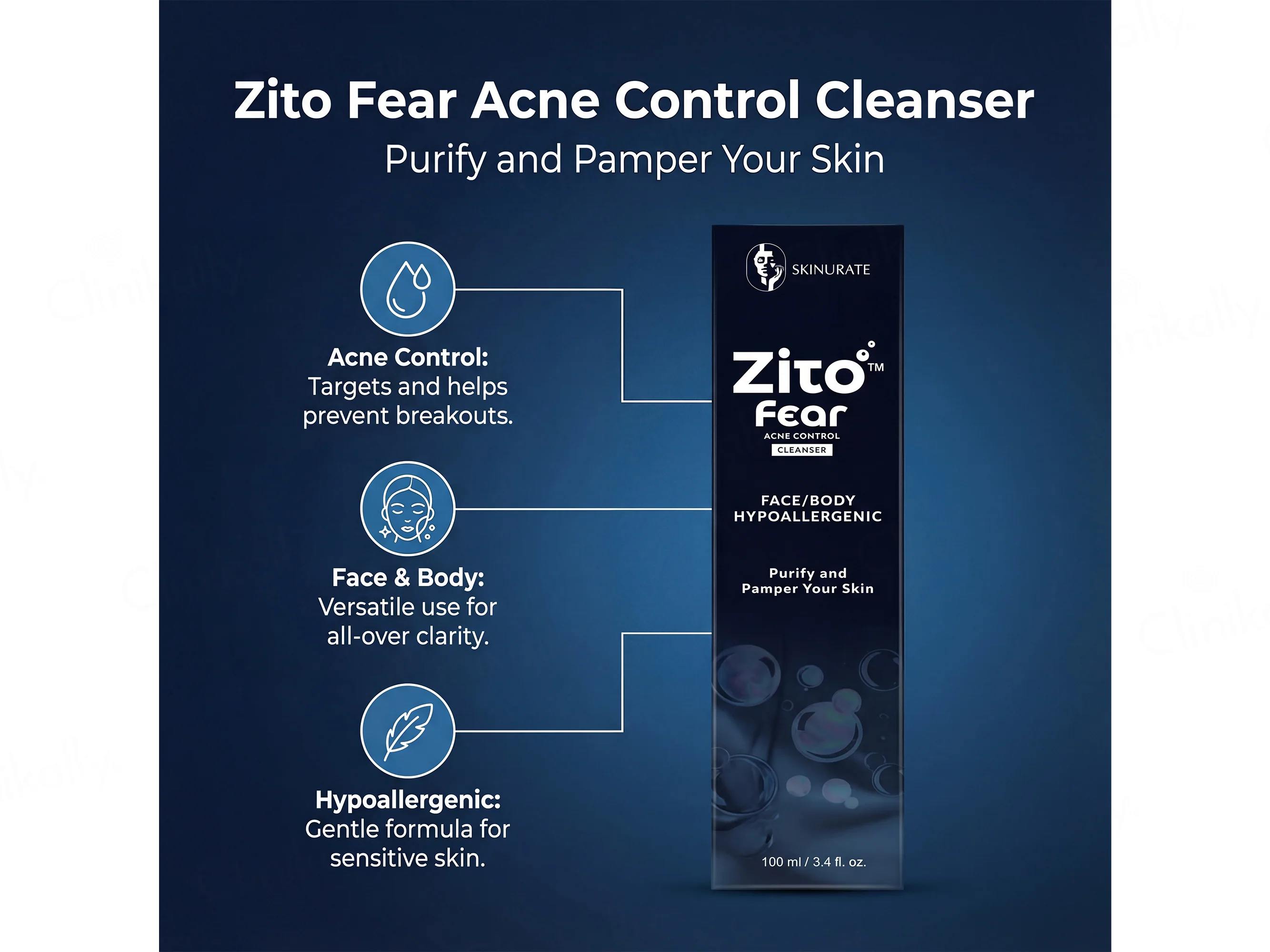 Skinurate Zito Fear Acne Control Hypoallergenic Face & Body Cleanser - Image 4