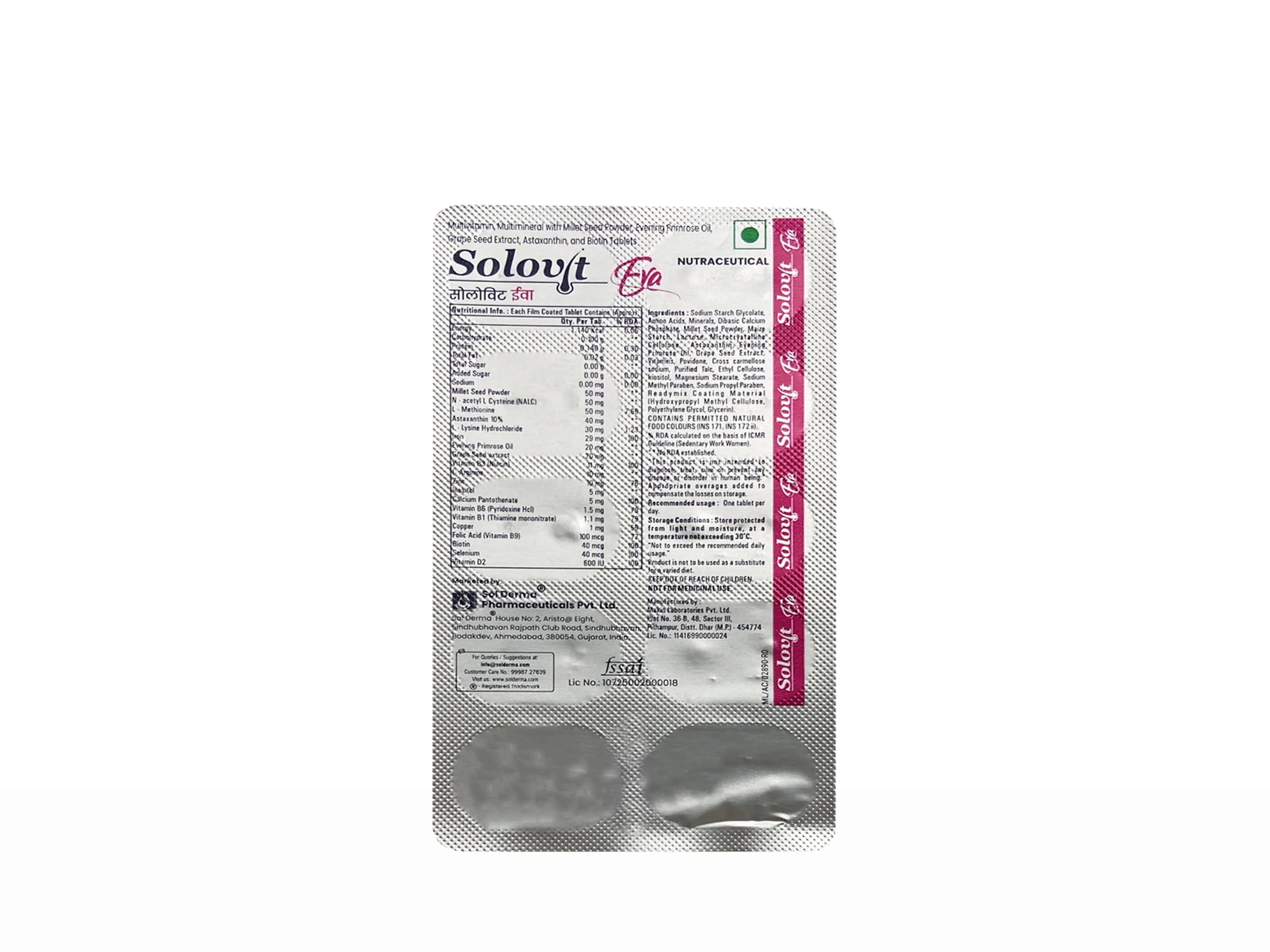 Solovit Eva Hair Growth Nutraceutical Tablet For Adult Women - Image 3