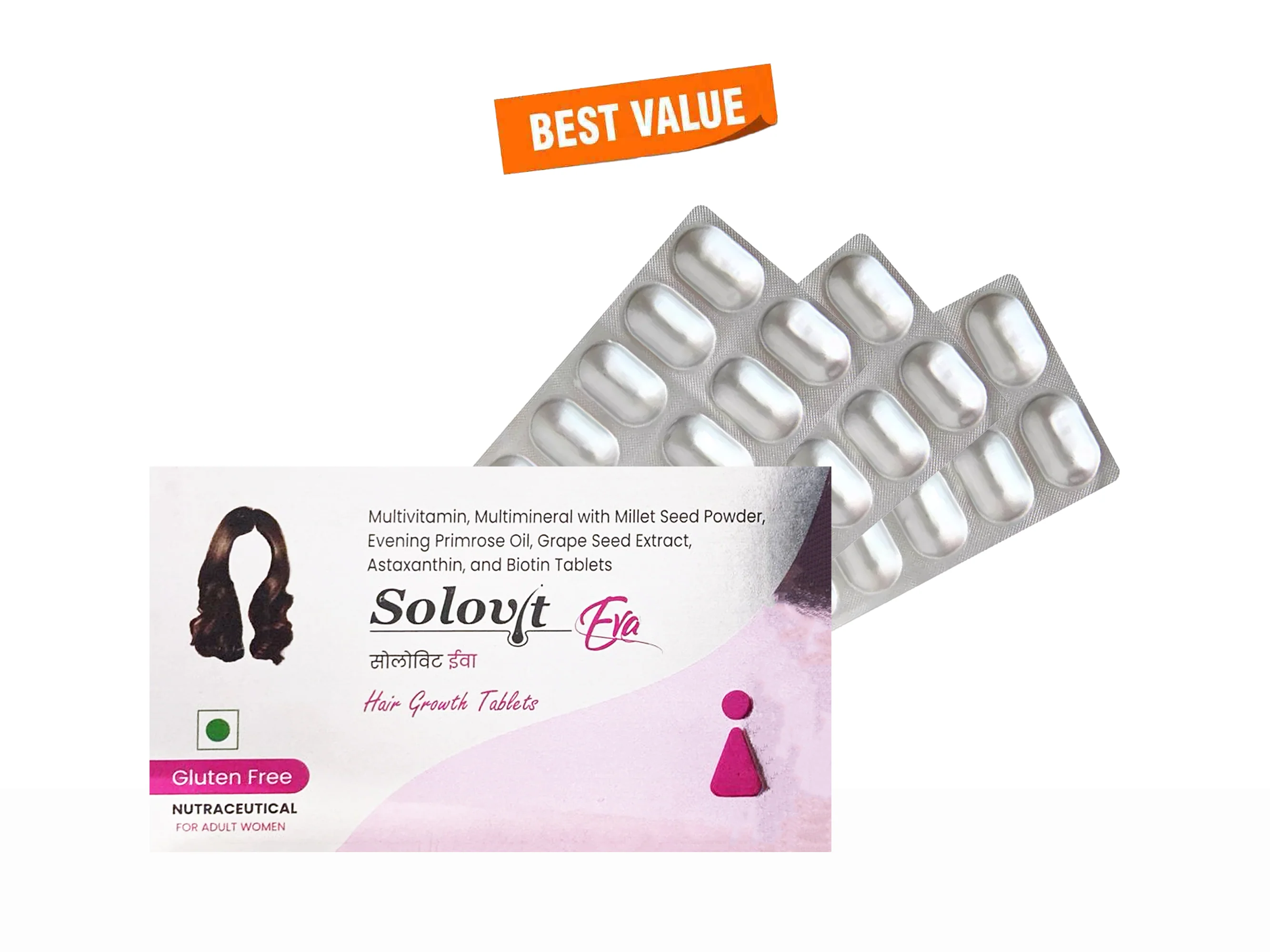 Solovit Eva Hair Growth Nutraceutical Tablet For Adult Women - Image 5