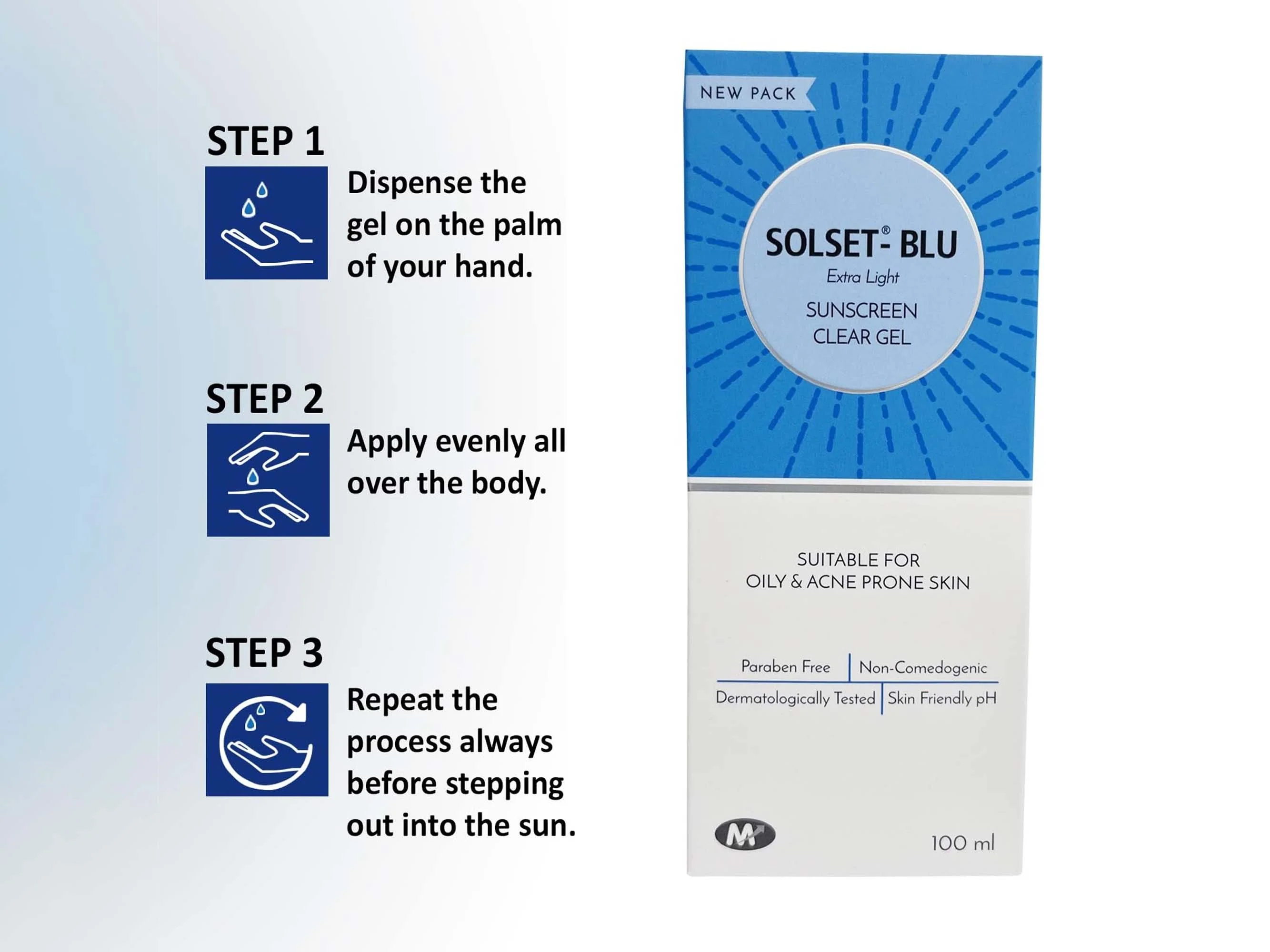 Solset-Blue Extra Light Sunscreen Clear Gel - Image 7