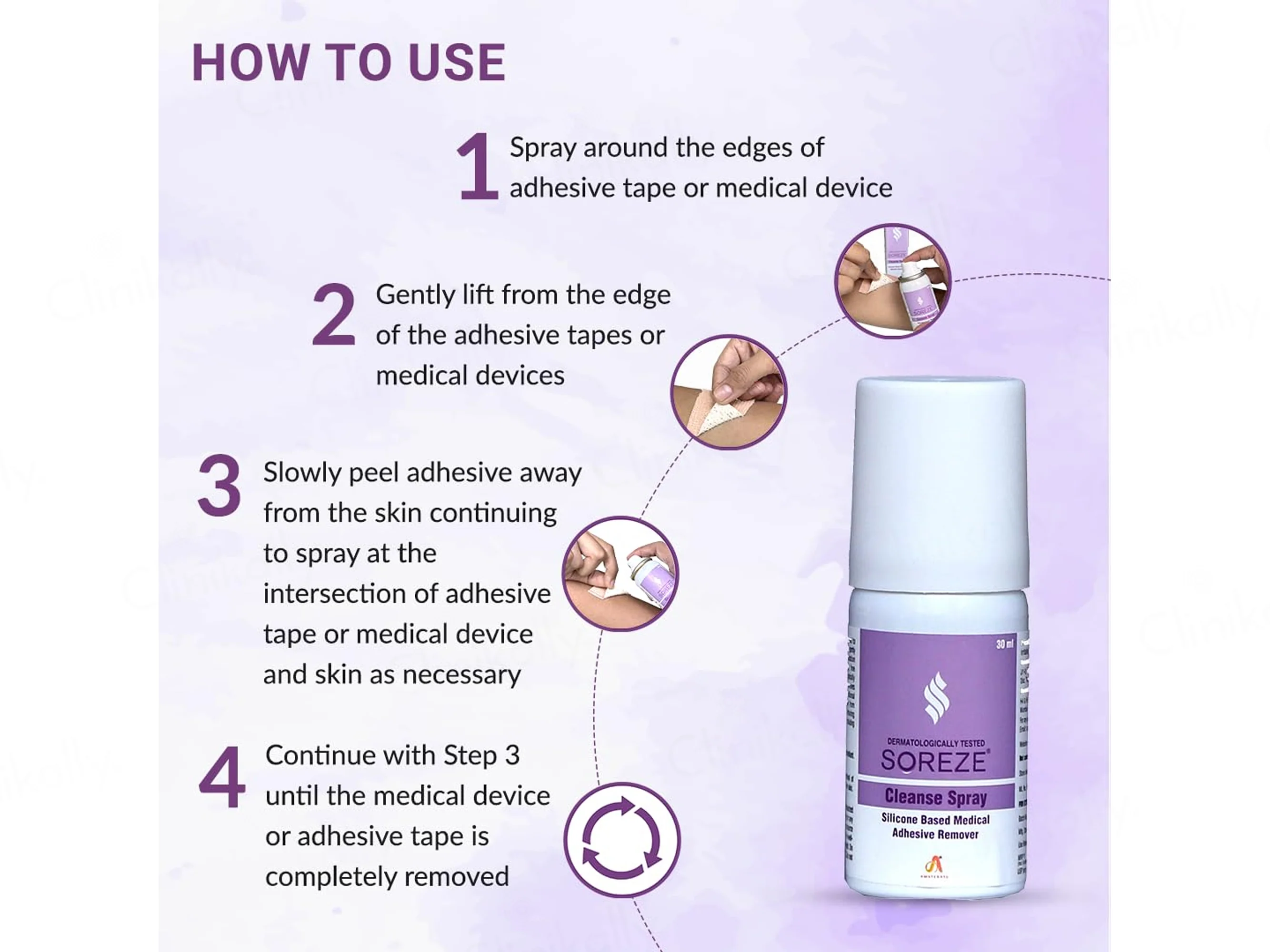 Soreze Cleanse Medical Adhesive Remover Spray - Image 4