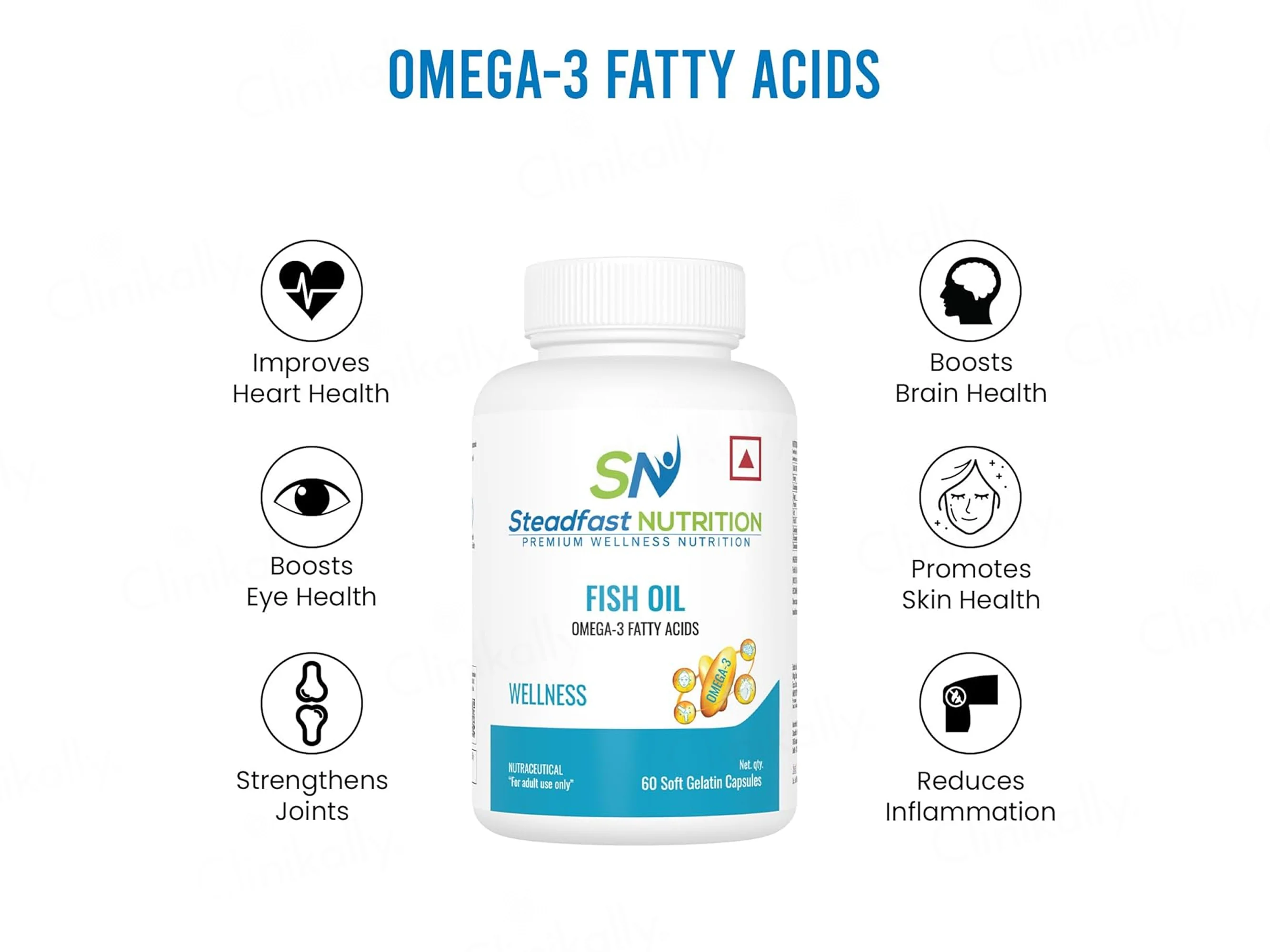 Steadfast Nutrition Fish Oil Wellness Omega 3 Fatty Acids Softgel Capsule - Image 3
