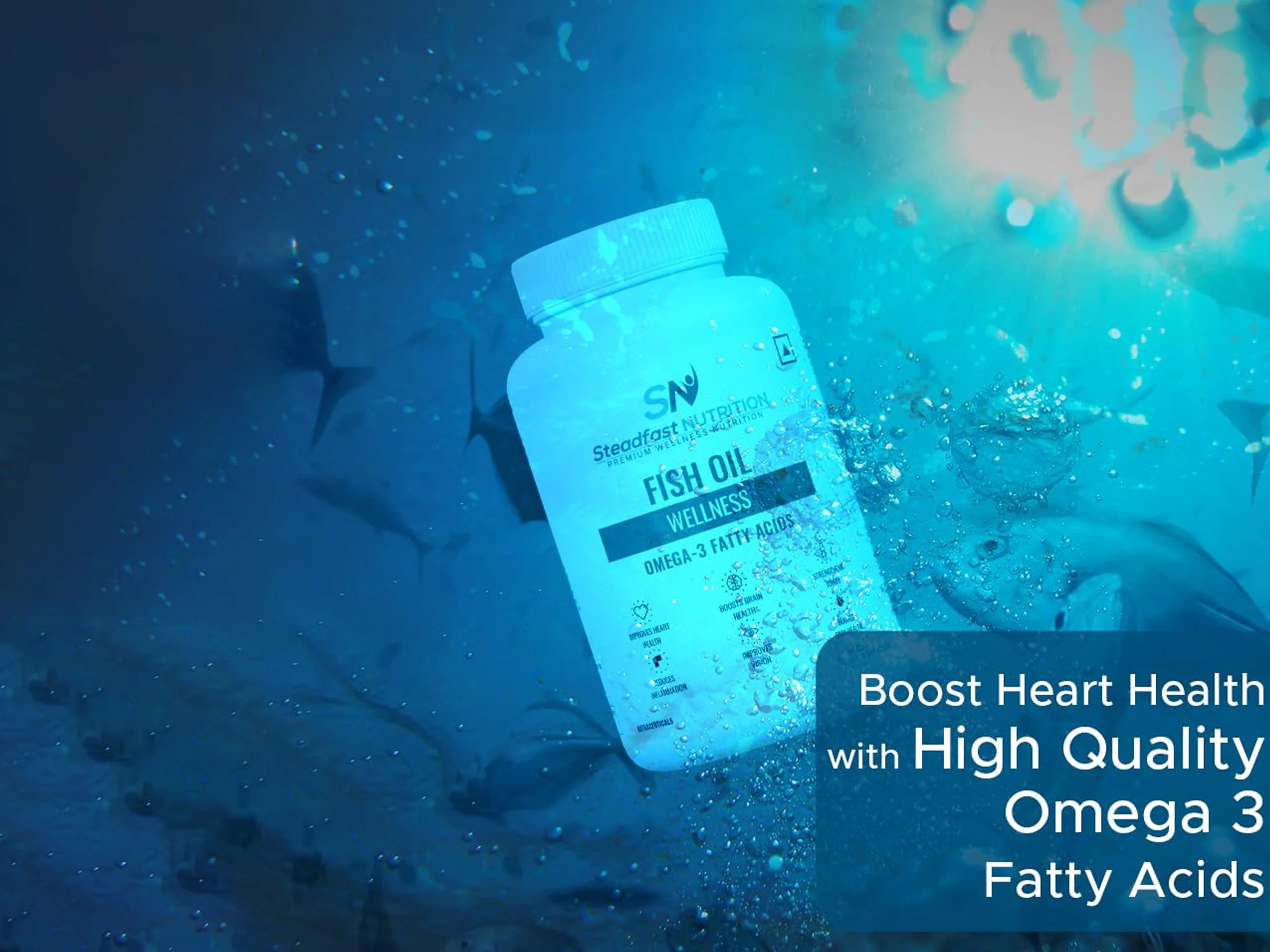 Steadfast Nutrition Fish Oil Wellness Omega 3 Fatty Acids Softgel Capsule - Image 4