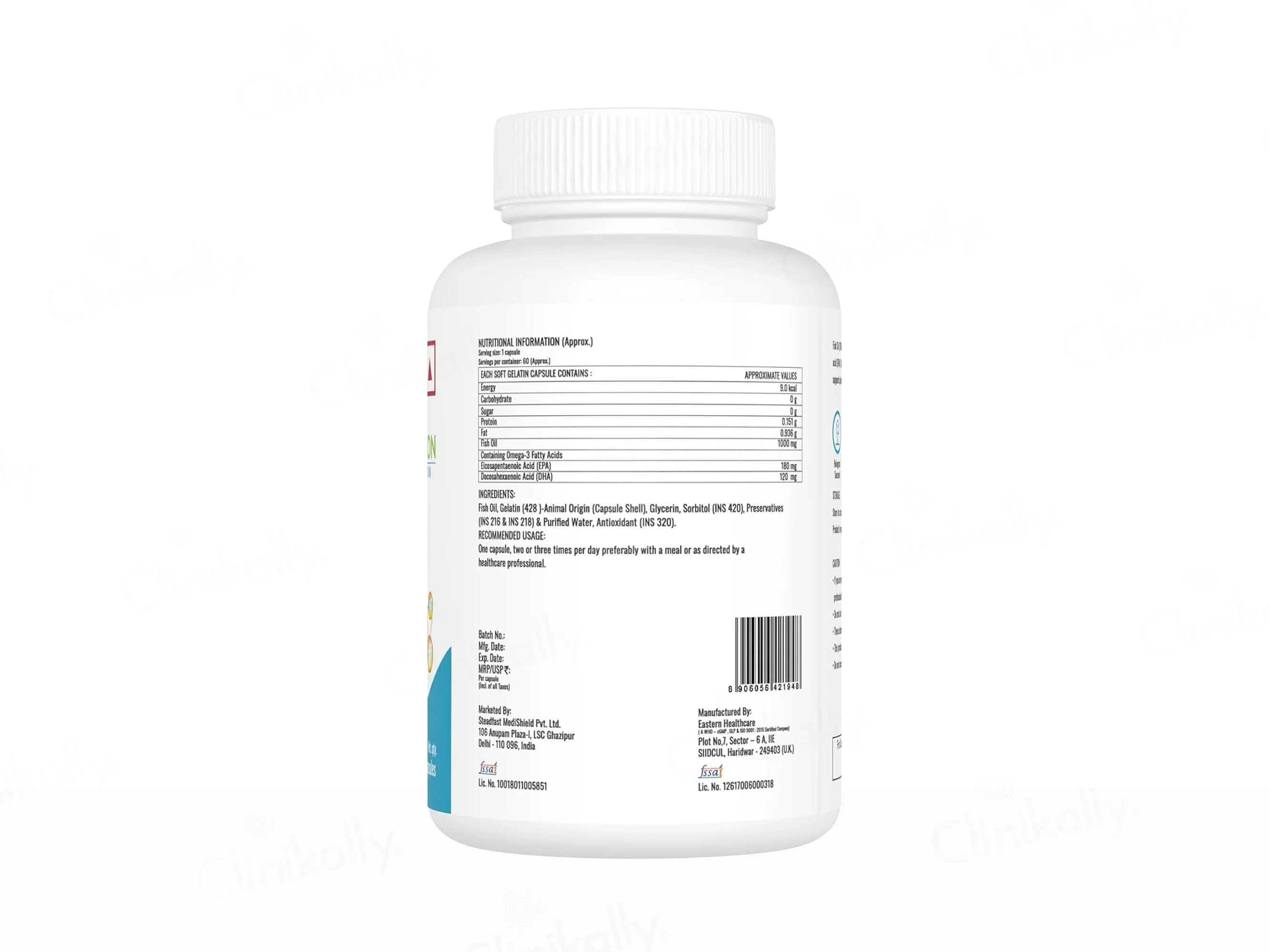 Steadfast Nutrition Fish Oil Wellness Omega 3 Fatty Acids Softgel Capsule - Image 6
