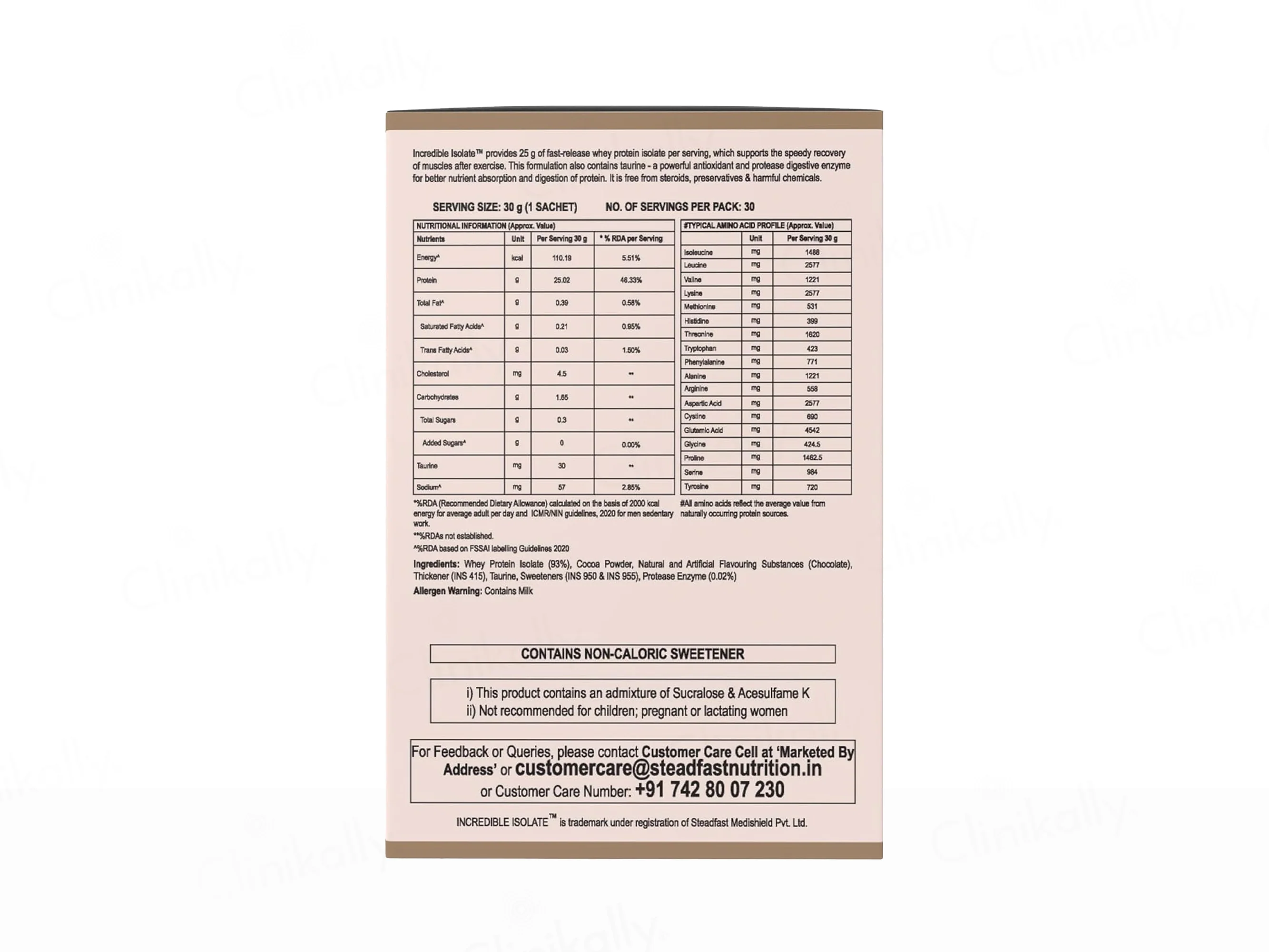 Steadfast Nutrition Incredible Isolate Recovery Whey Protein Isolate Sachet - Image 5