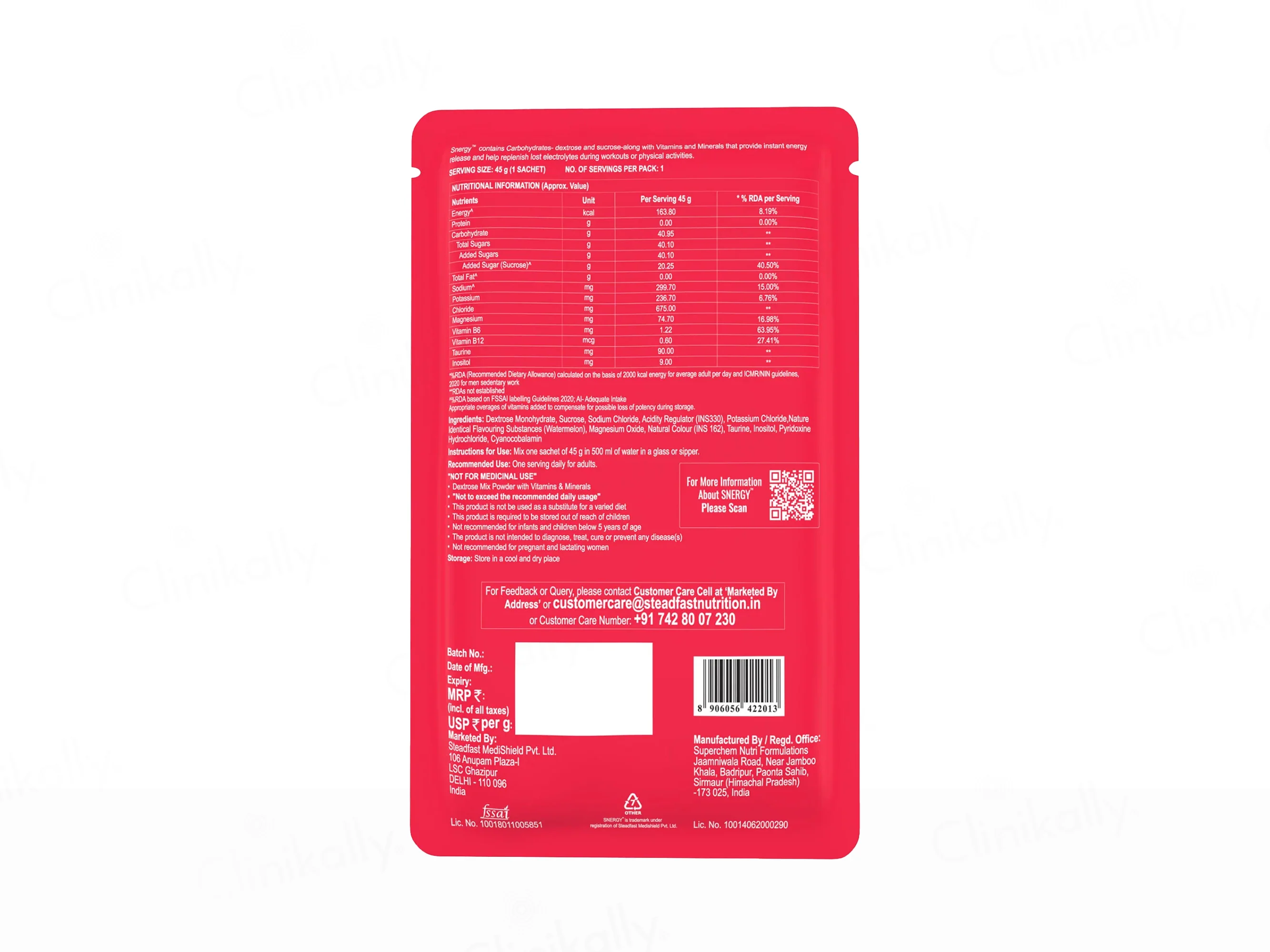 Steadfast Nutrition Snergy Instant Energy Sachet - Image 3