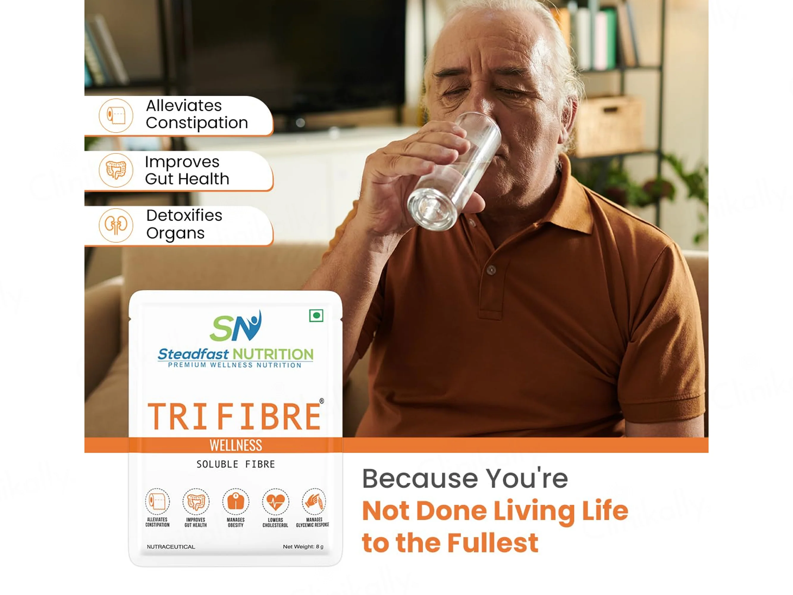 Steadfast Nutrition Tri Fibre Wellness Clear Soluble Fibre Sachet - Image 4