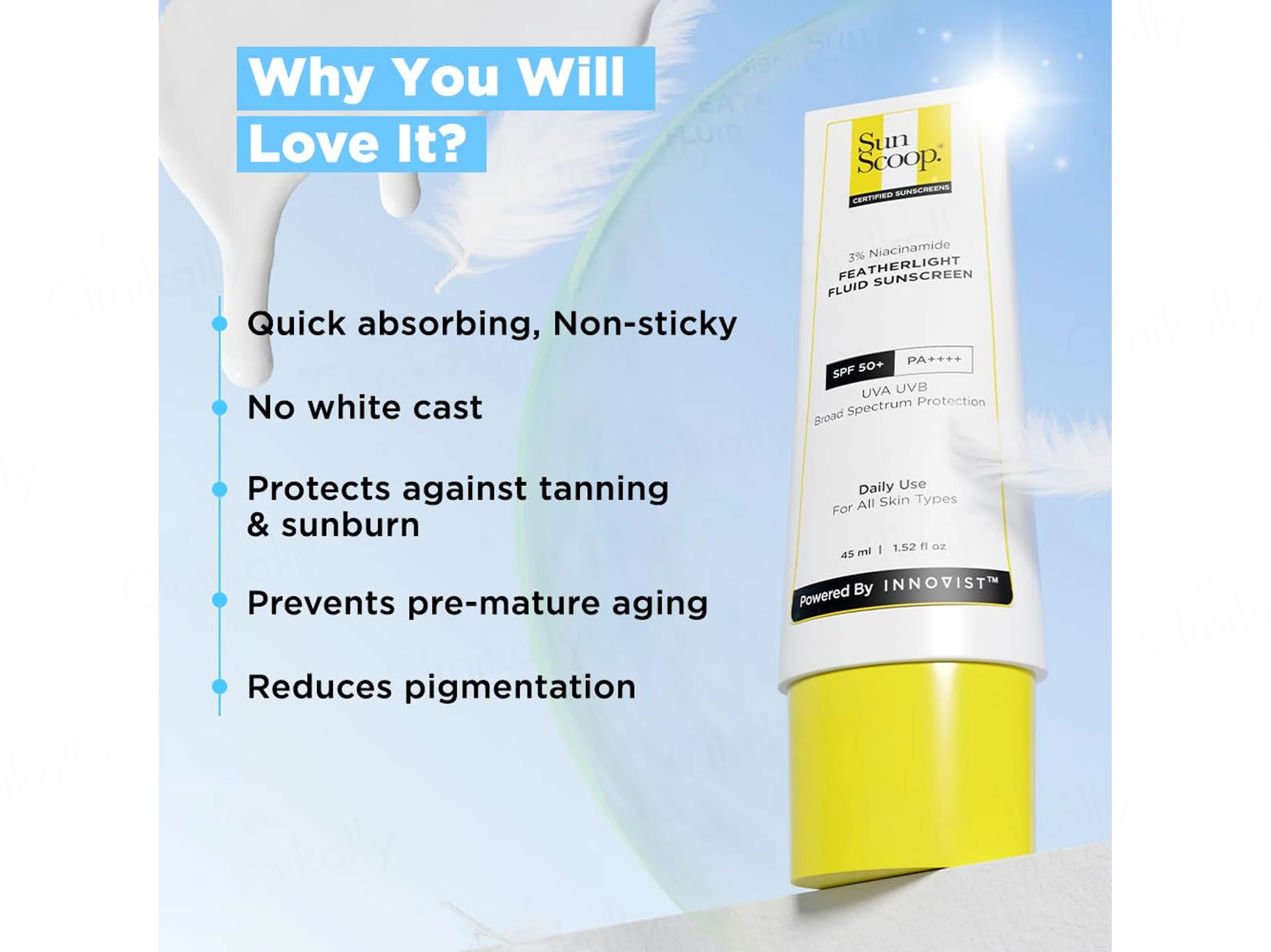 Sun Scoop 3% Niacinamide Featherlight Fluid Sunscreen SPF 50+ PA++++ - Image 4