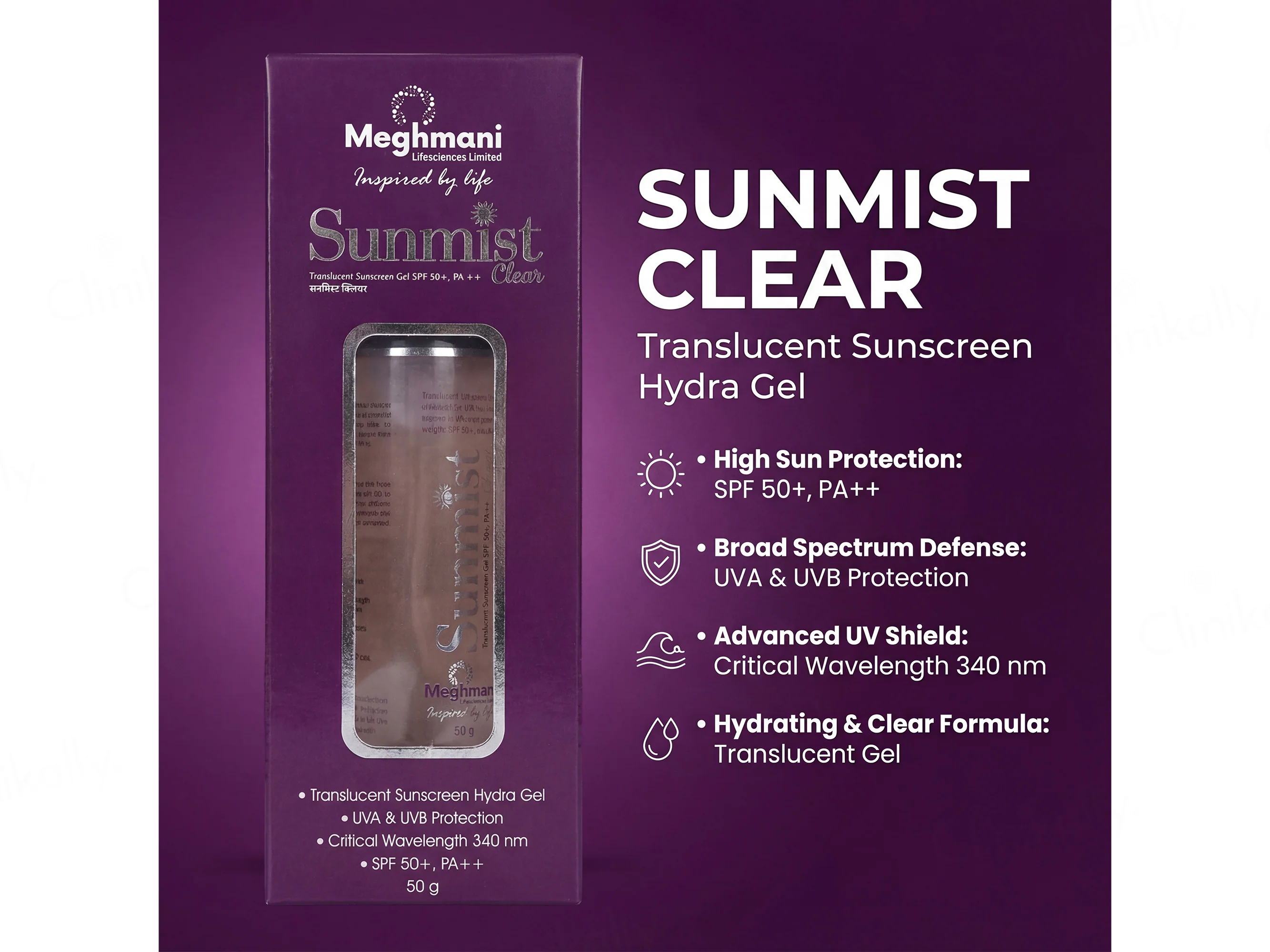 Sunmist Clear Translucent Sunscreen Gel SPF 50+ PA++ - Image 2