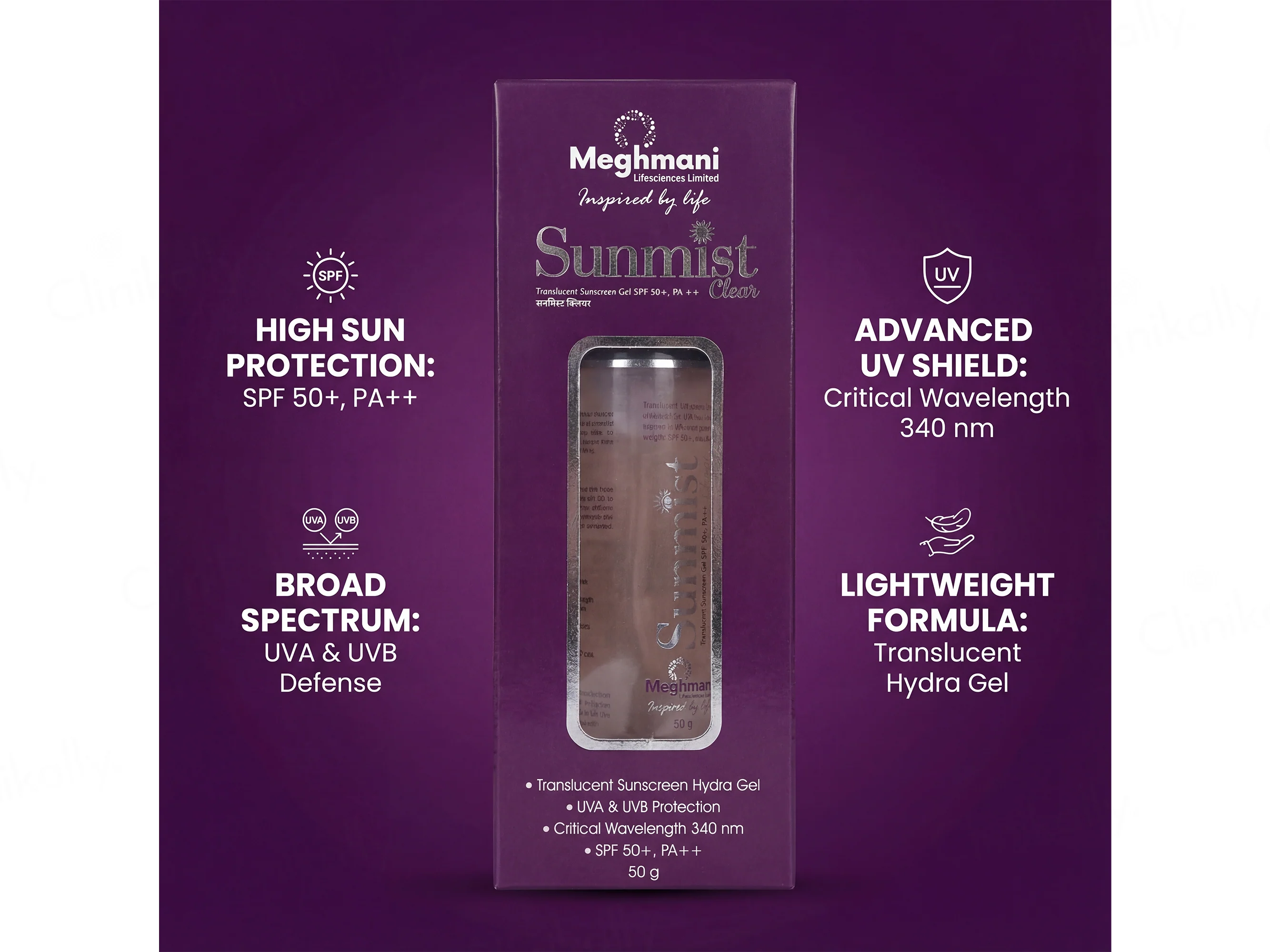 Sunmist Clear Translucent Sunscreen Gel SPF 50+ PA++ - Image 3