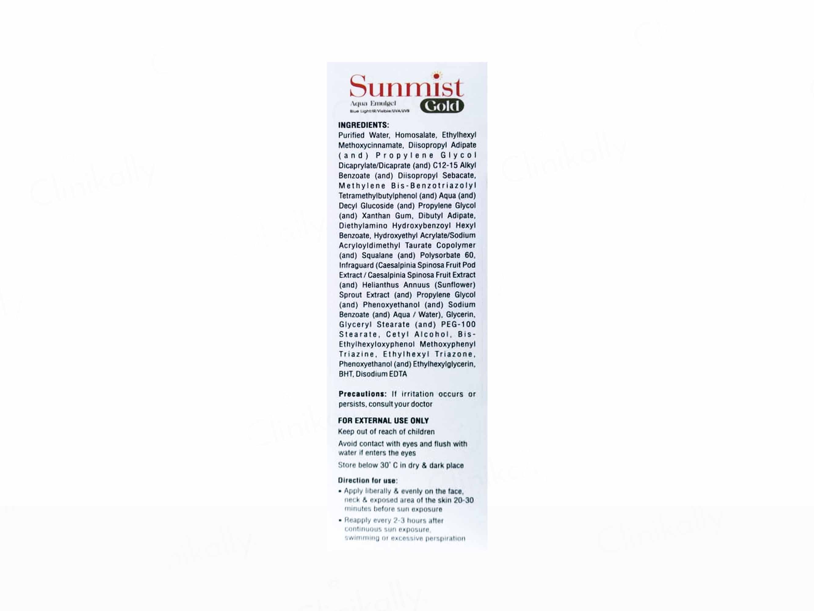 Sunmist Gold Aqua Emulgel Sunscreen SPF 80+ PA++++ - Image 2