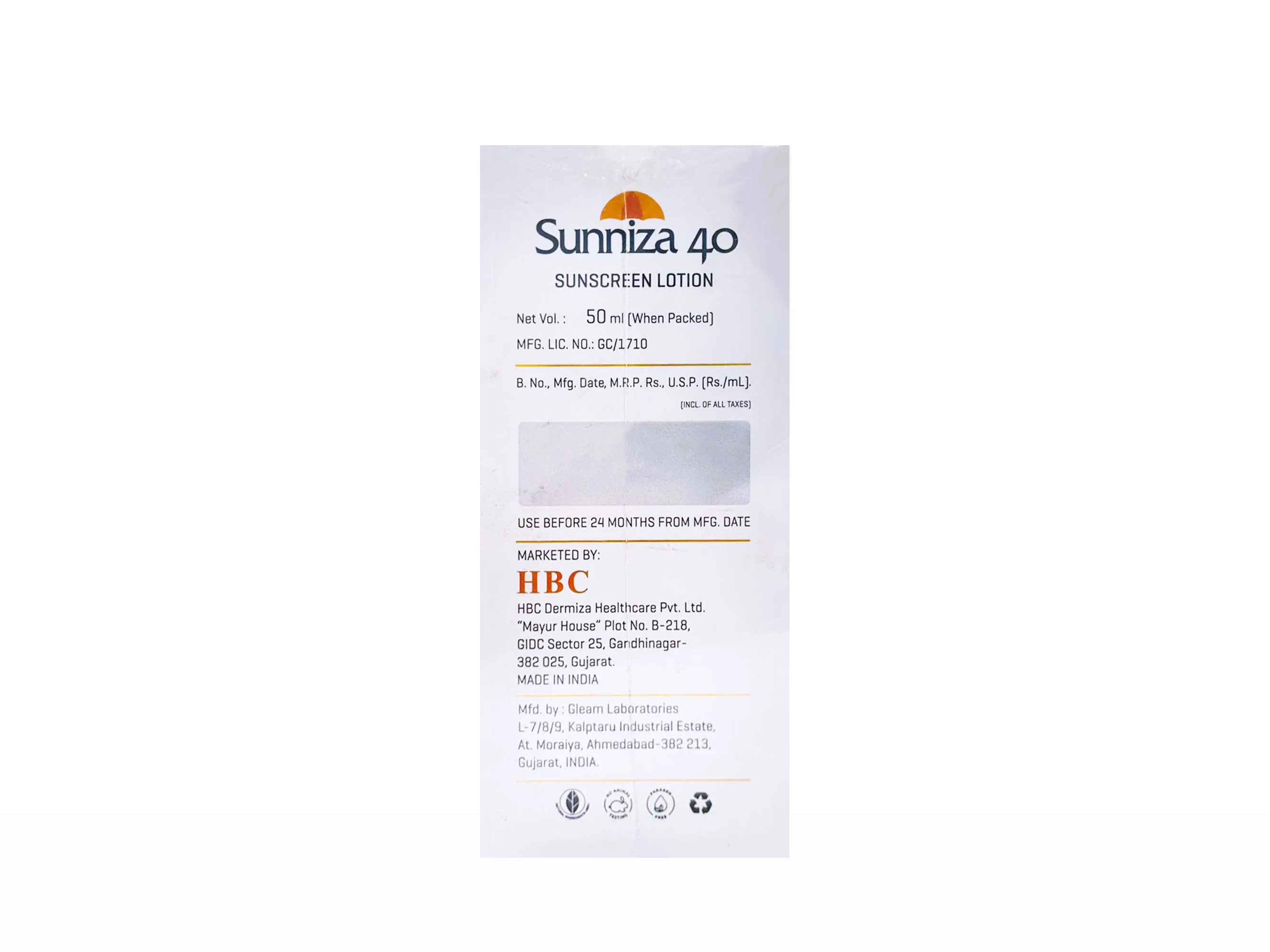 Sunniza Sunscreen Lotion SPF 40+ - Image 3
