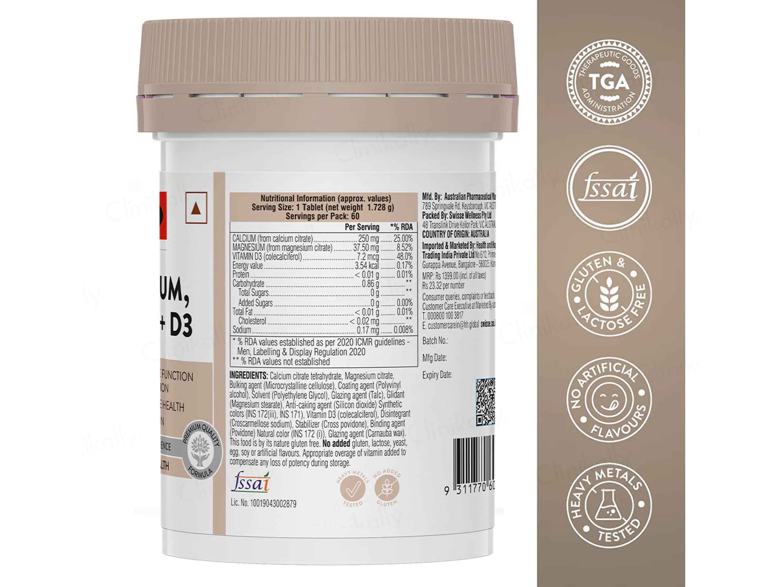 Swisse Ultiboost Magnesium, Calcium + D3 Tablet - Image 6