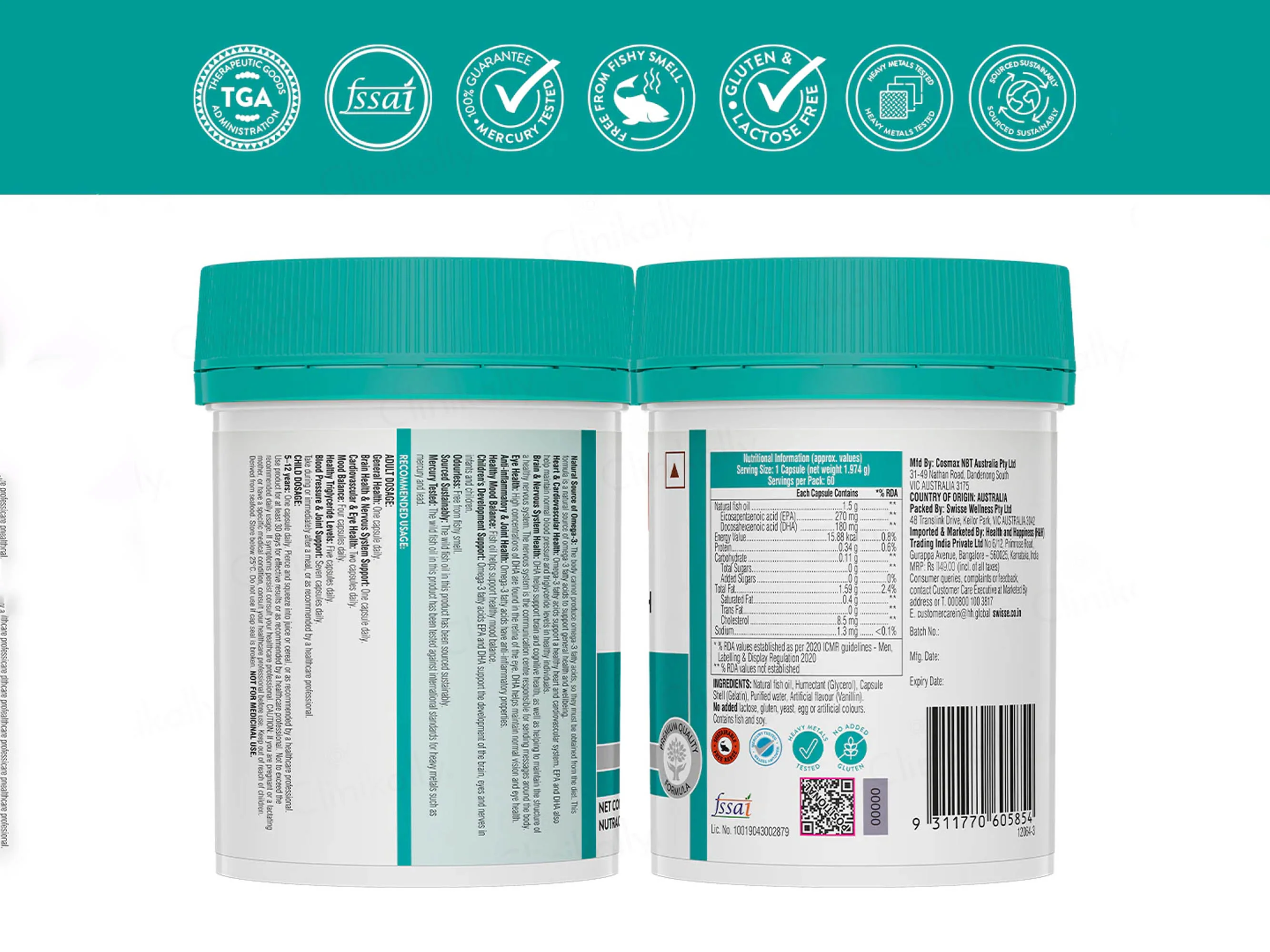 Swisse Ultiboost Odourless High Strength Omega-3 1500mg Wild Fish Oil Capsule - Image 4