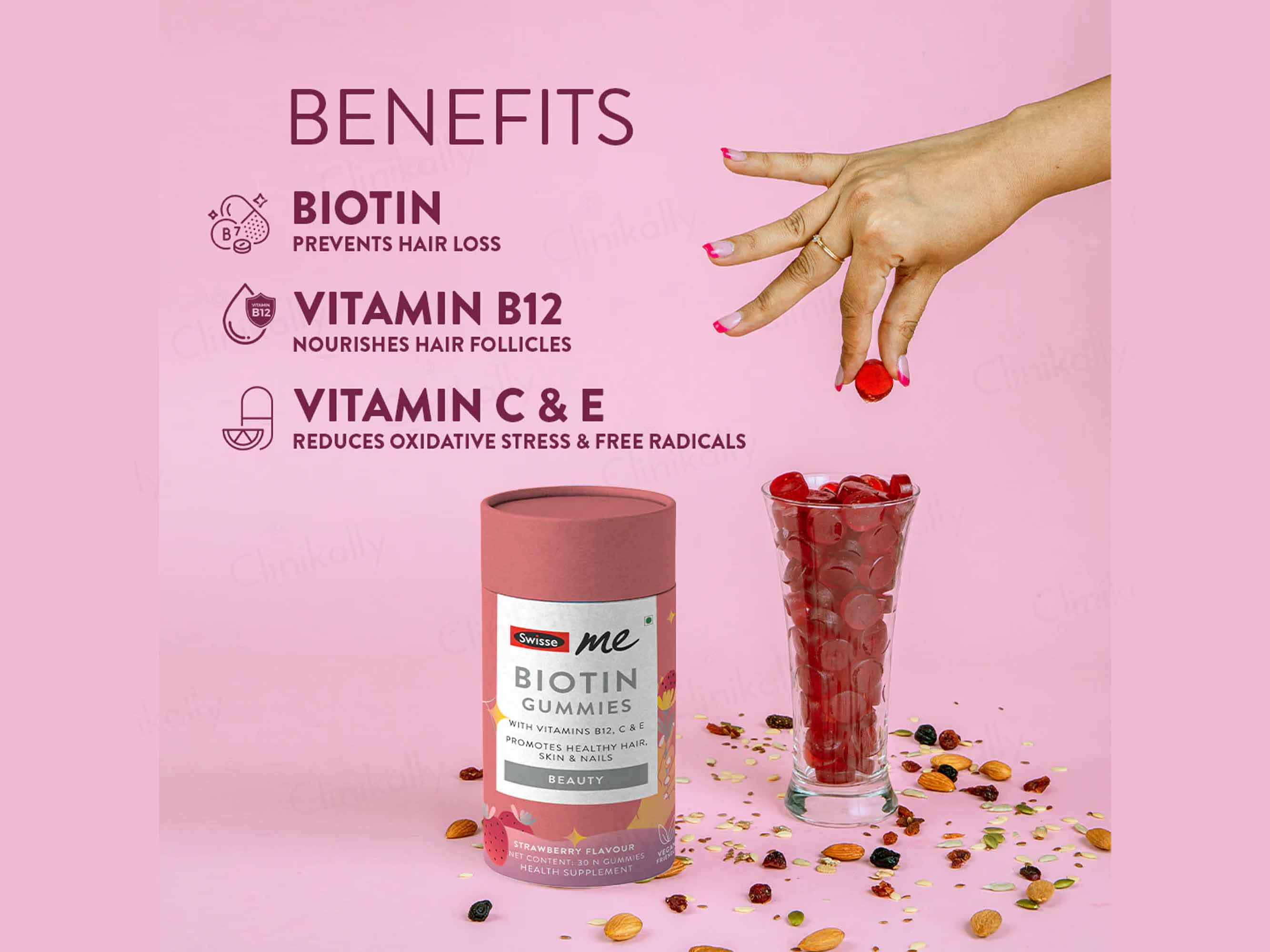 SwisseMe Beauty Biotin Gummies - Strawberry Flavour - Image 4