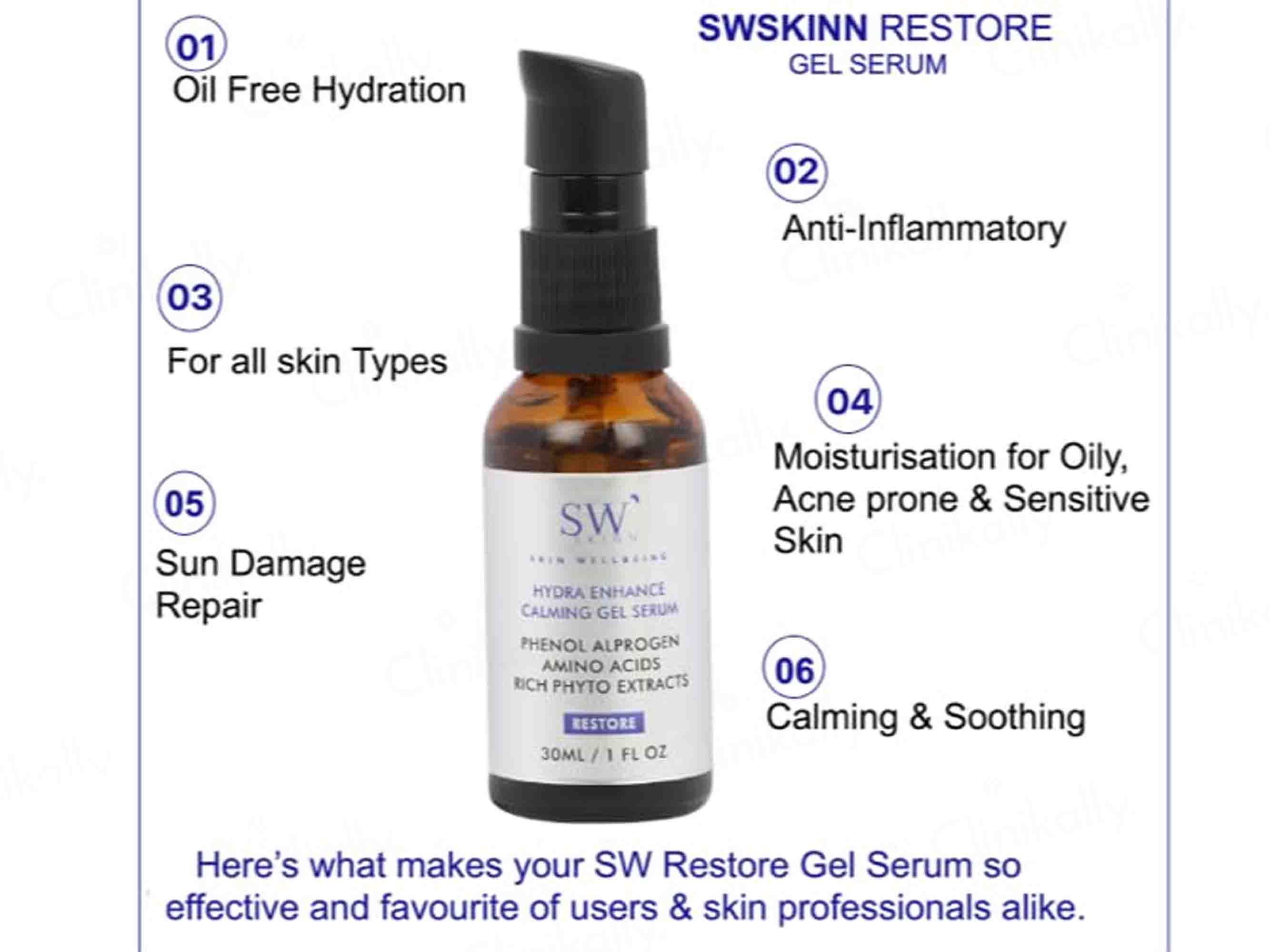 SWSKINN Restore Hydra Enhance Calming Gel Face Serum - Image 3