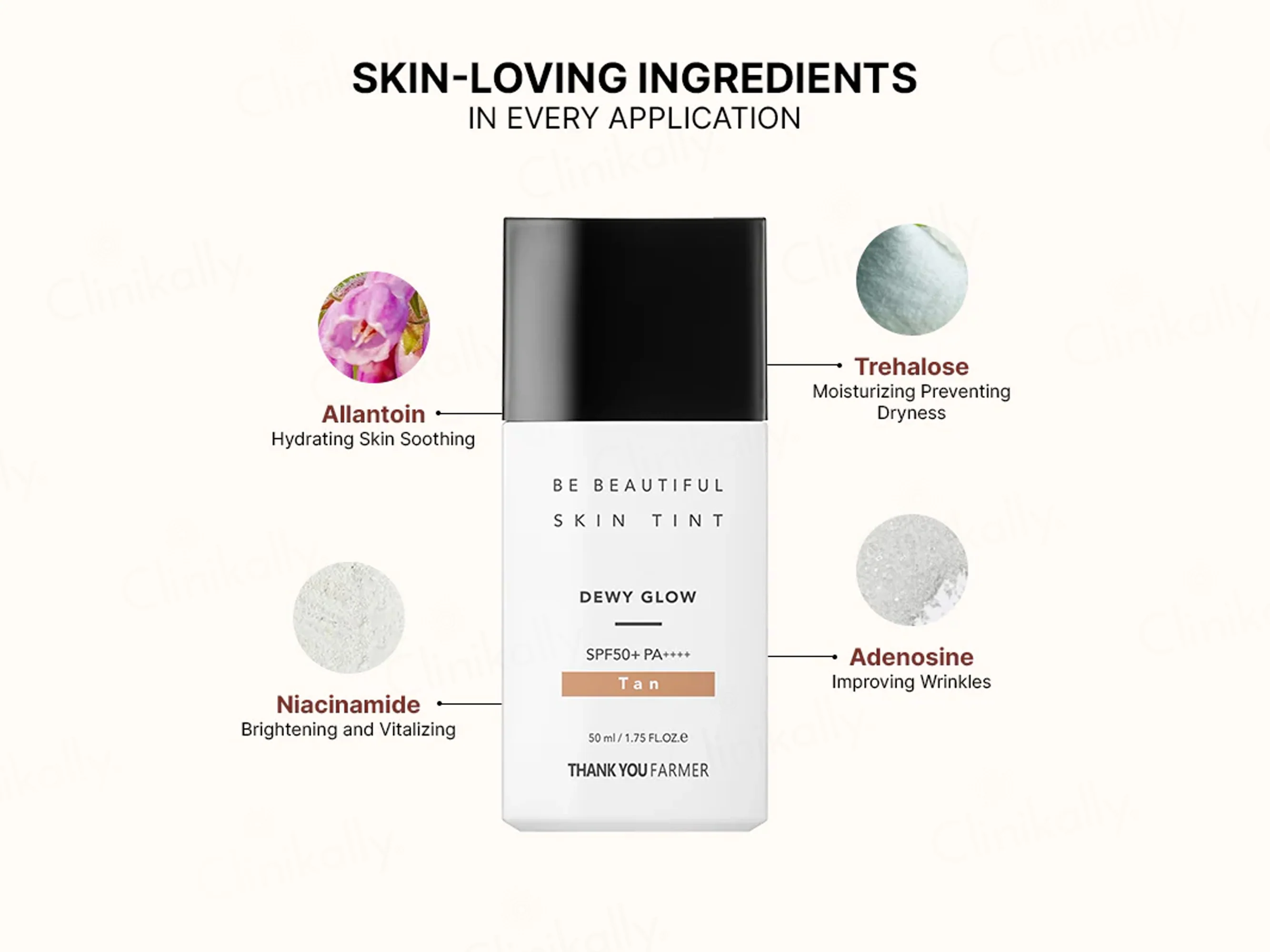 Thank You Farmer Be Beautiful Skin Tint Dewy Glow Moisturiser Sunscreen SPF 50 PA++++ (Tan) - Image 8