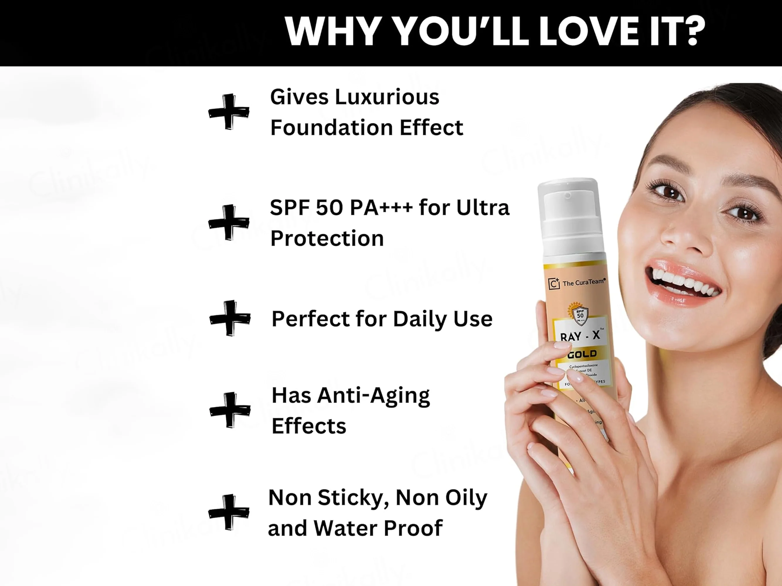 The CuraTeam Ray-X Gold Tinted Sunscreen Gel SPF 50 PA+++ - Image 9