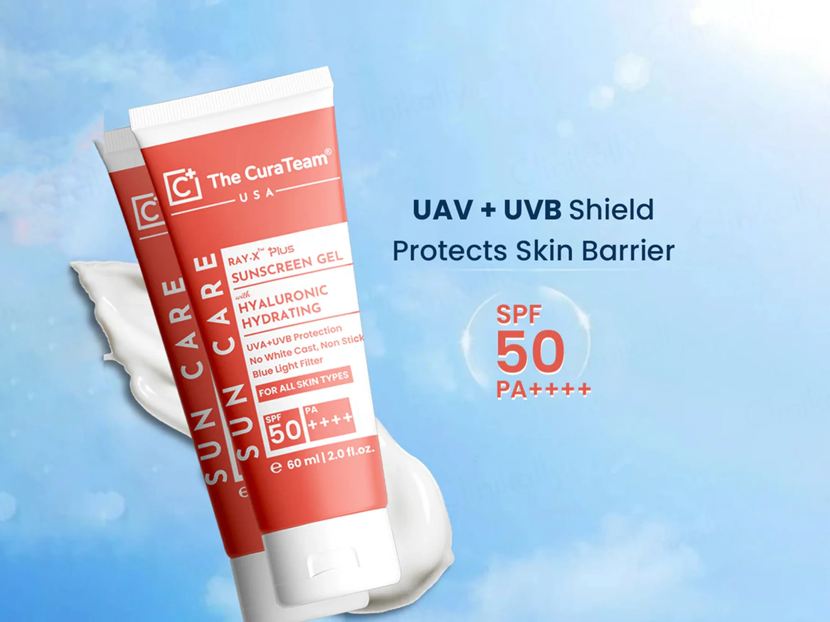 The CuraTeam Ray-X Plus Hyaluronic Hydration Sunscreen Gel SPF 50 PA++++ - Image 2