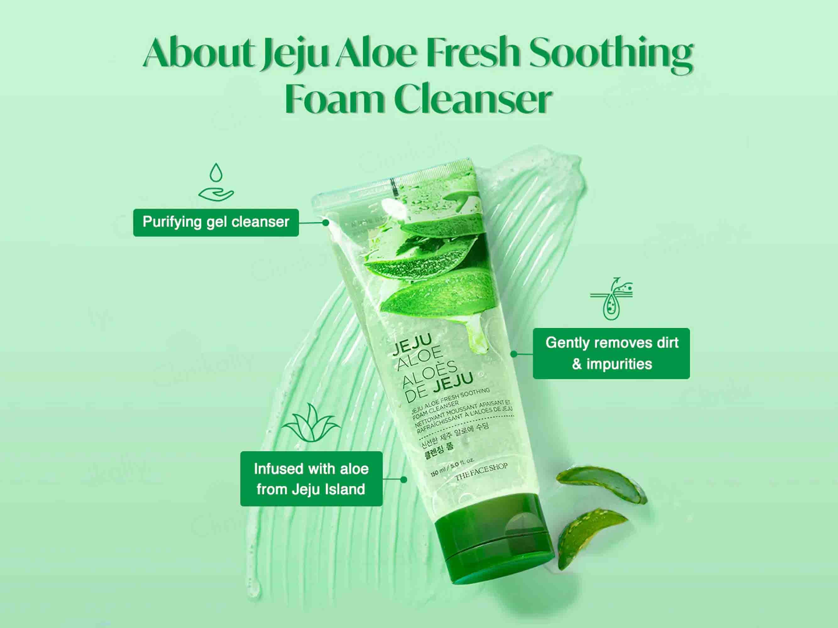 The Face Shop Jeju Aloe Fresh Soothing Foam Cleanser - Image 3