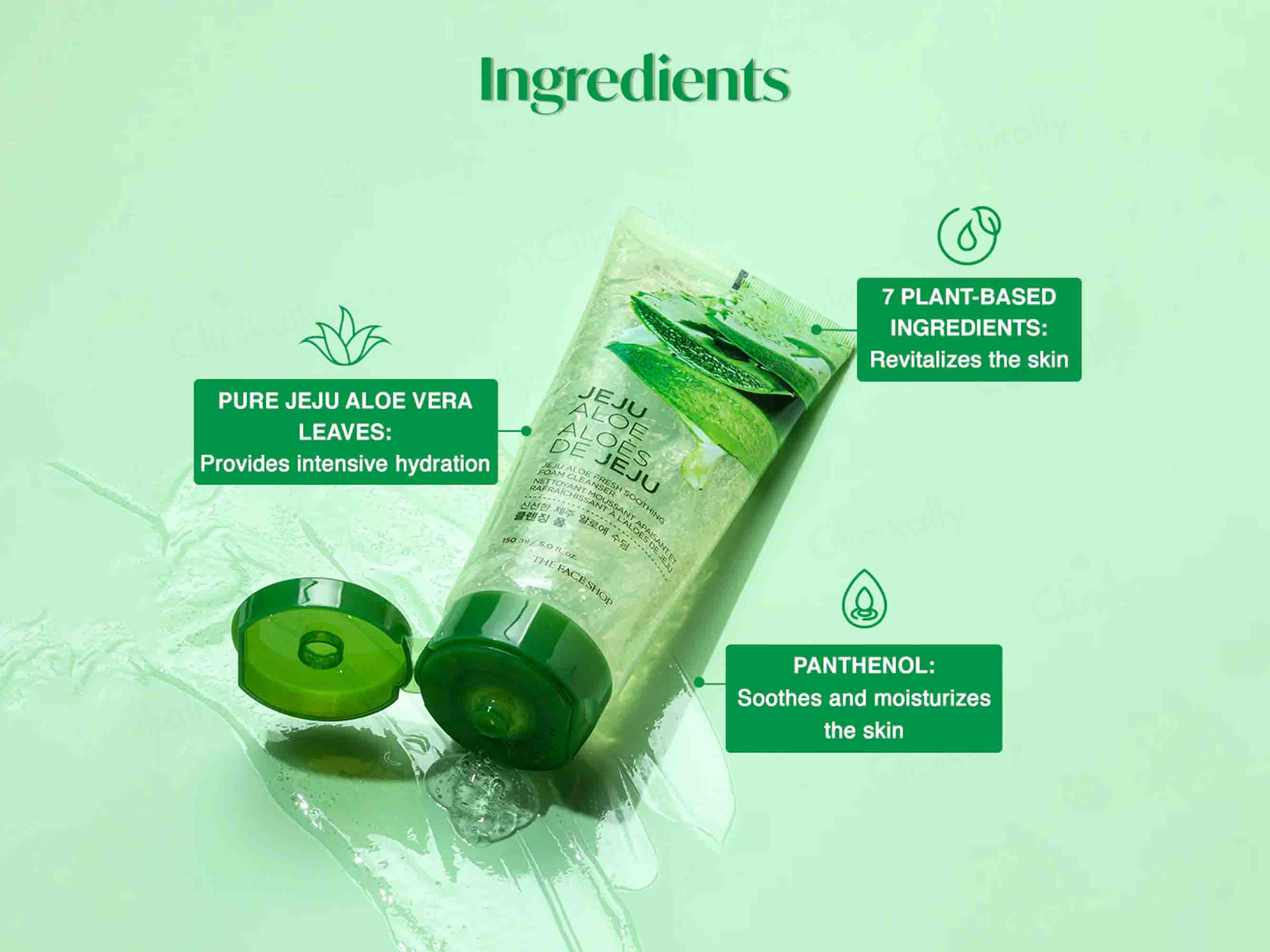 The Face Shop Jeju Aloe Fresh Soothing Foam Cleanser - Image 4