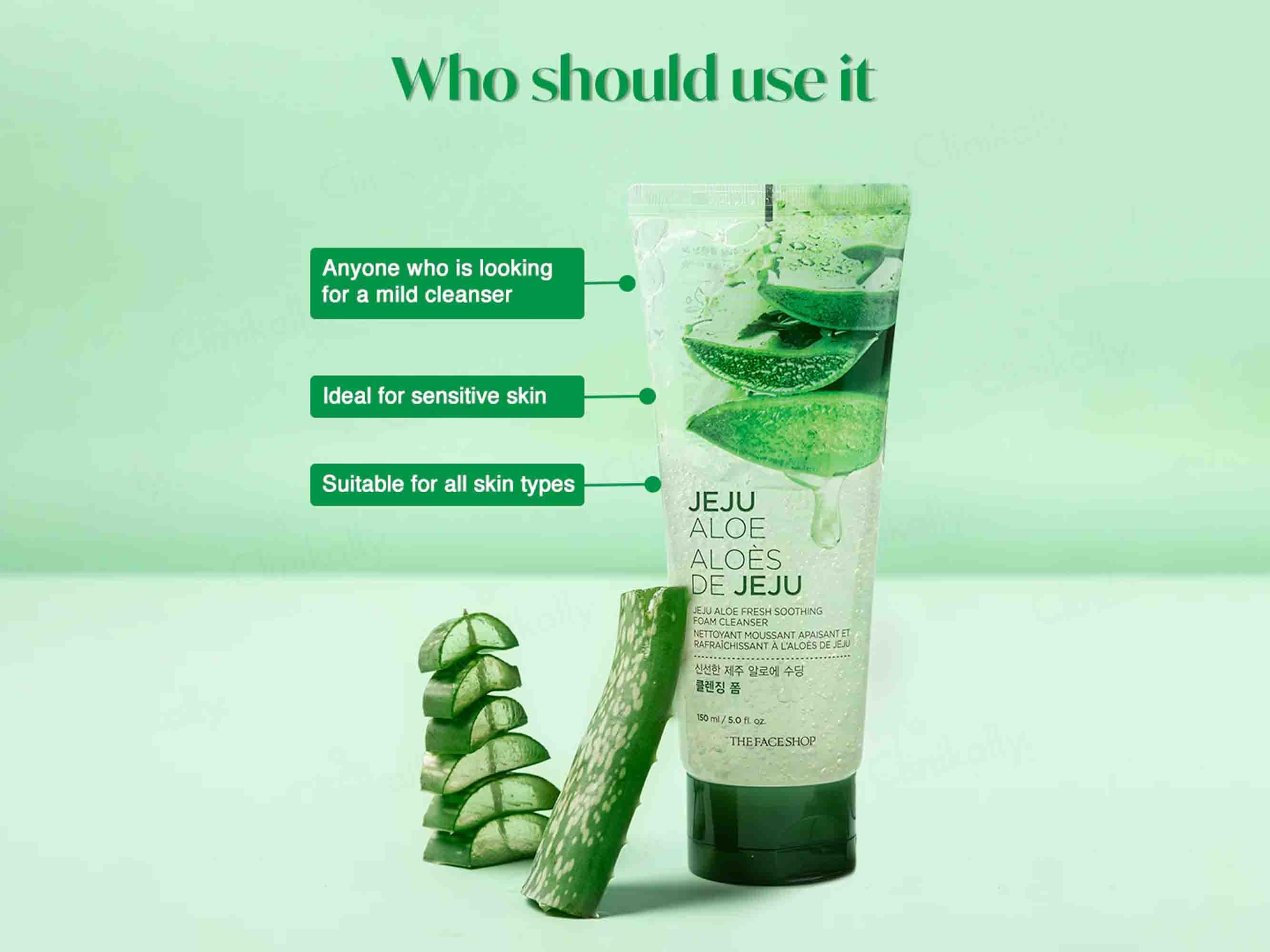 The Face Shop Jeju Aloe Fresh Soothing Foam Cleanser - Image 6