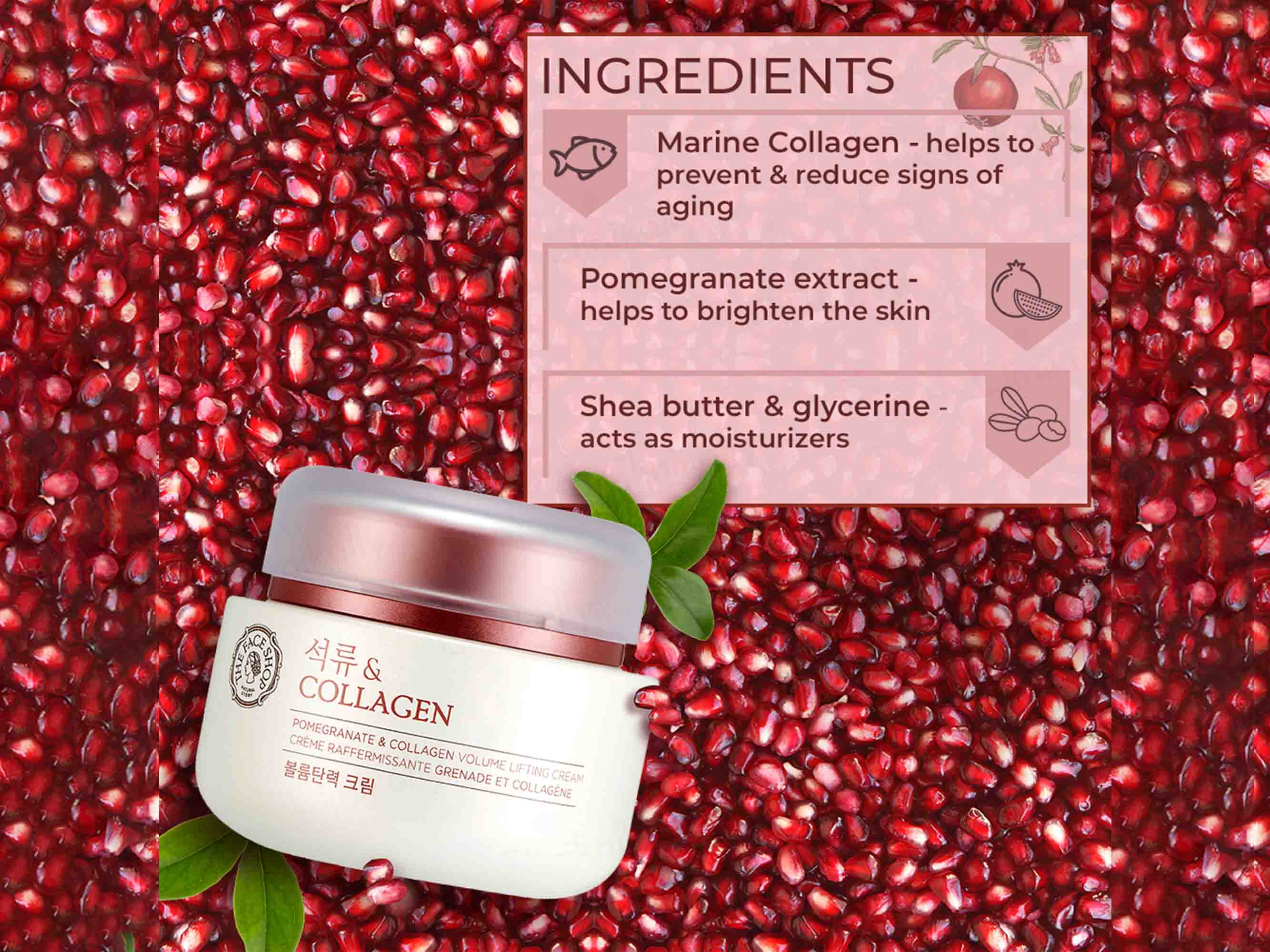 The Face Shop Pomegranate & Collagen Volume Lifting Cream - Image 3