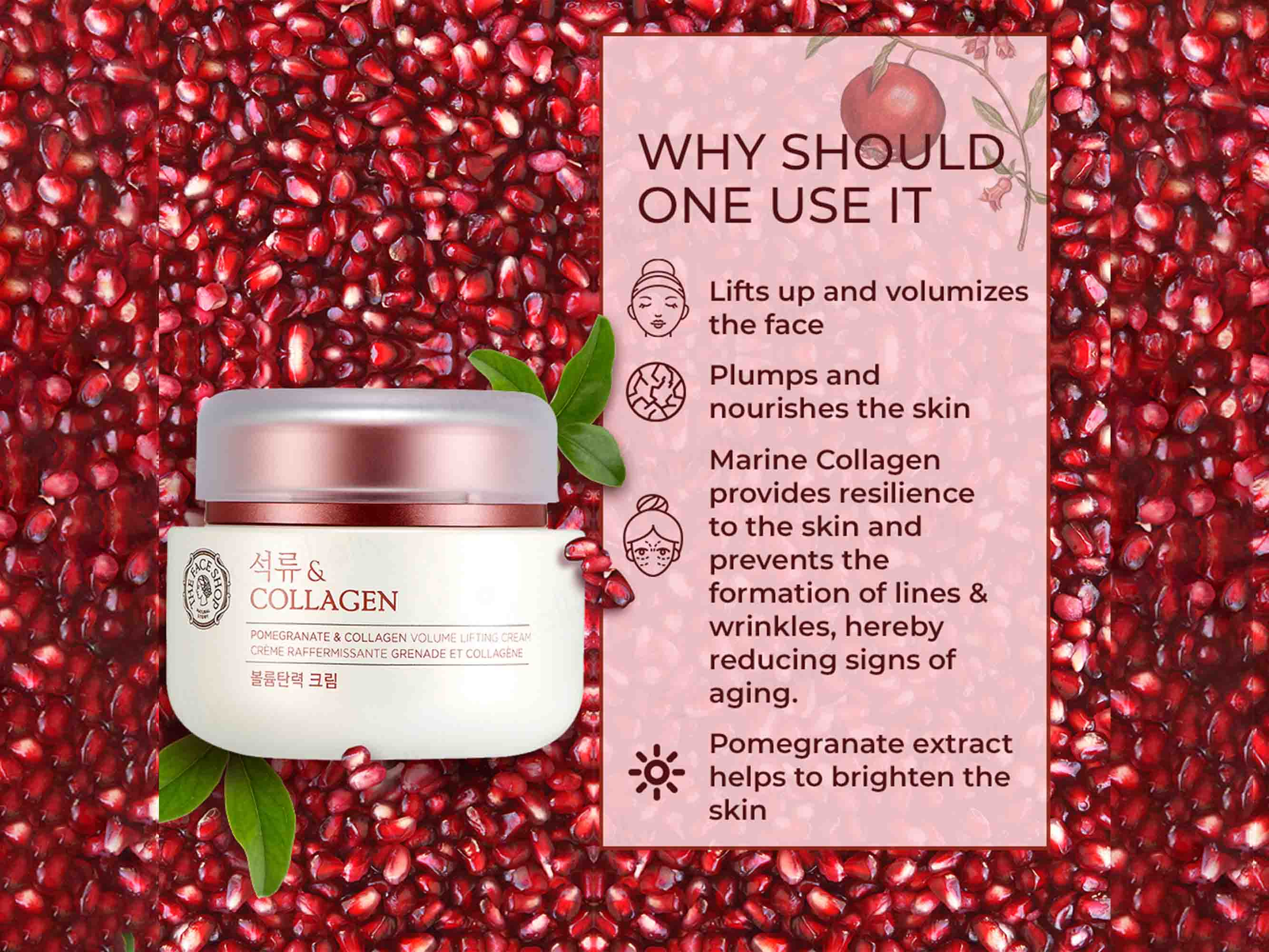 The Face Shop Pomegranate & Collagen Volume Lifting Cream - Image 4