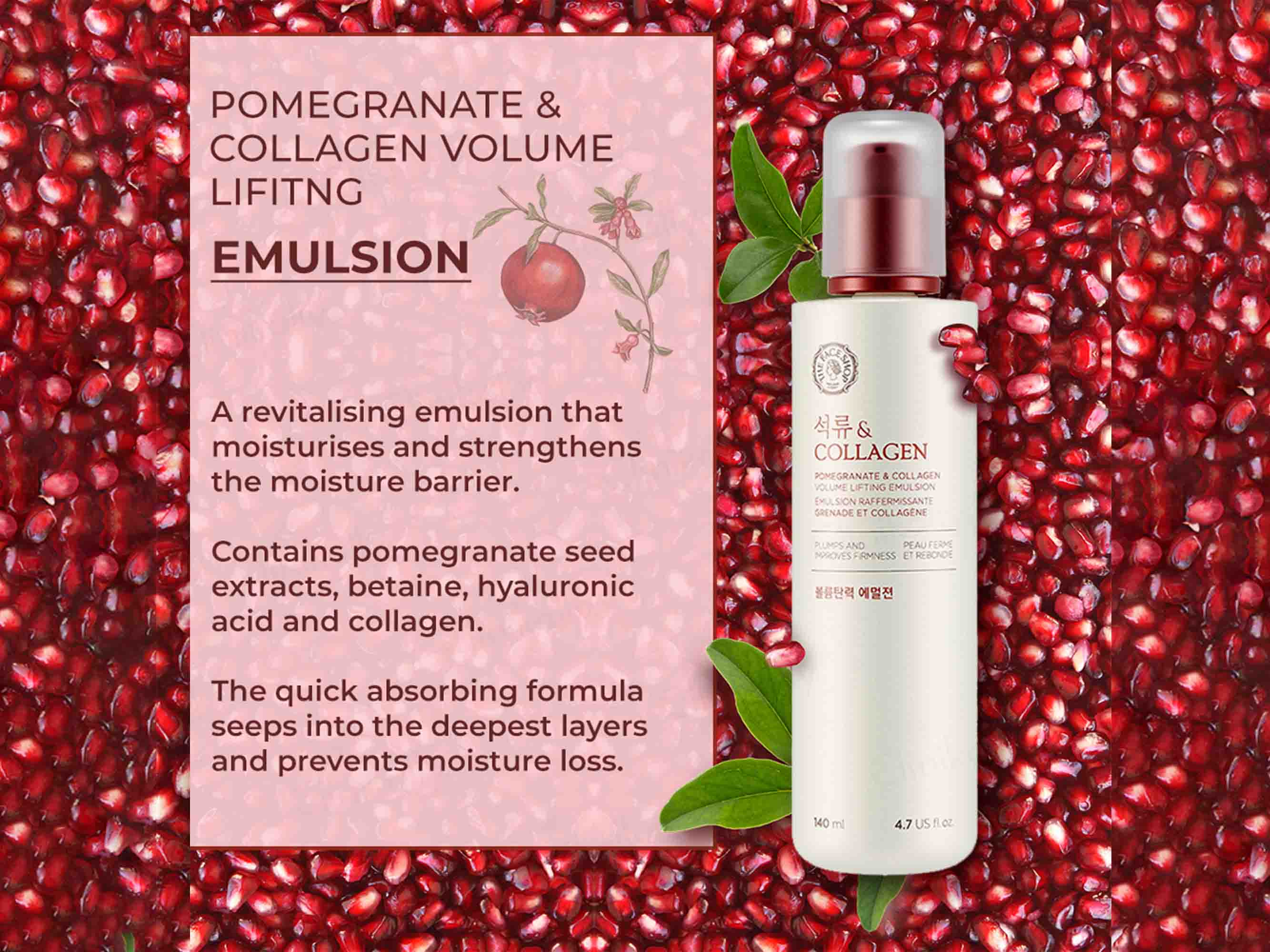 The Face Shop Pomegranate & Collagen Volume Lifting Emulsion - Image 2
