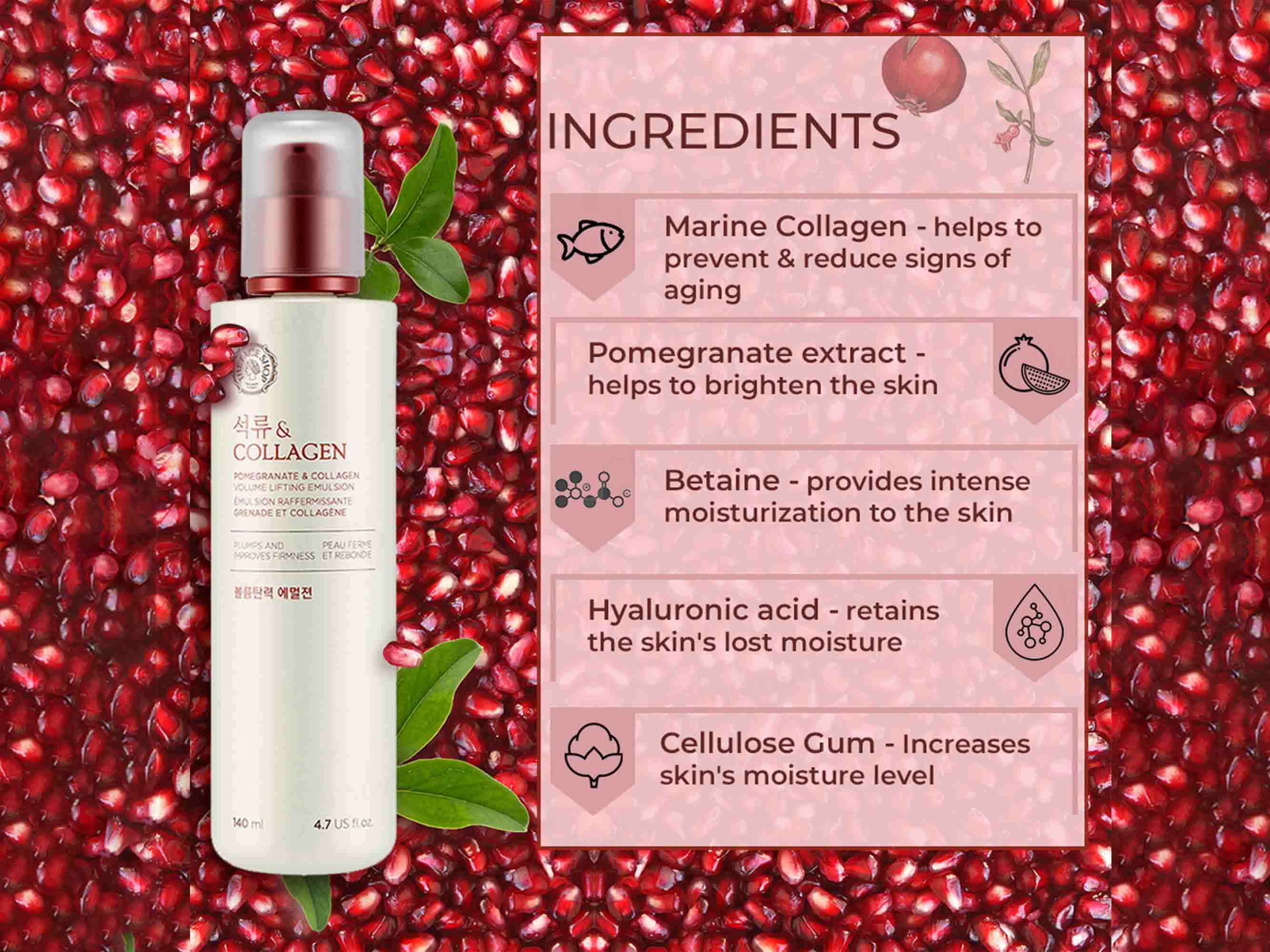 The Face Shop Pomegranate & Collagen Volume Lifting Emulsion - Image 3
