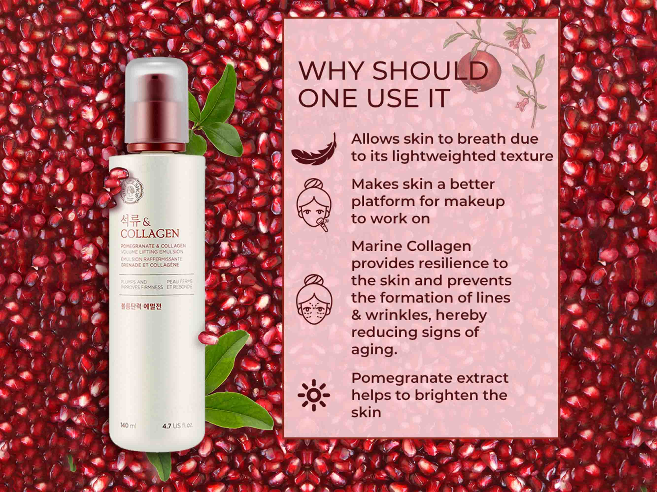 The Face Shop Pomegranate & Collagen Volume Lifting Emulsion - Image 4