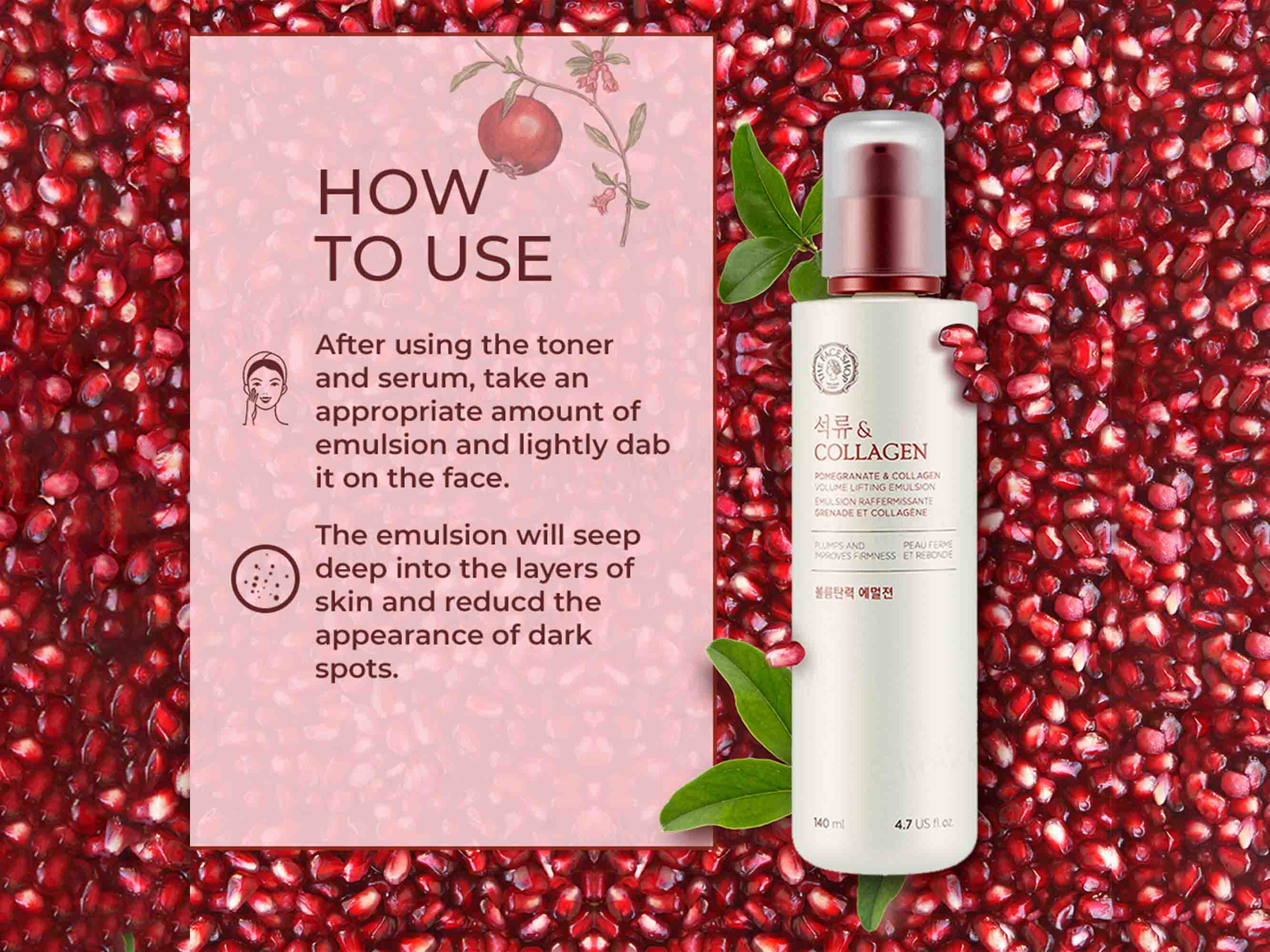 The Face Shop Pomegranate & Collagen Volume Lifting Emulsion - Image 6