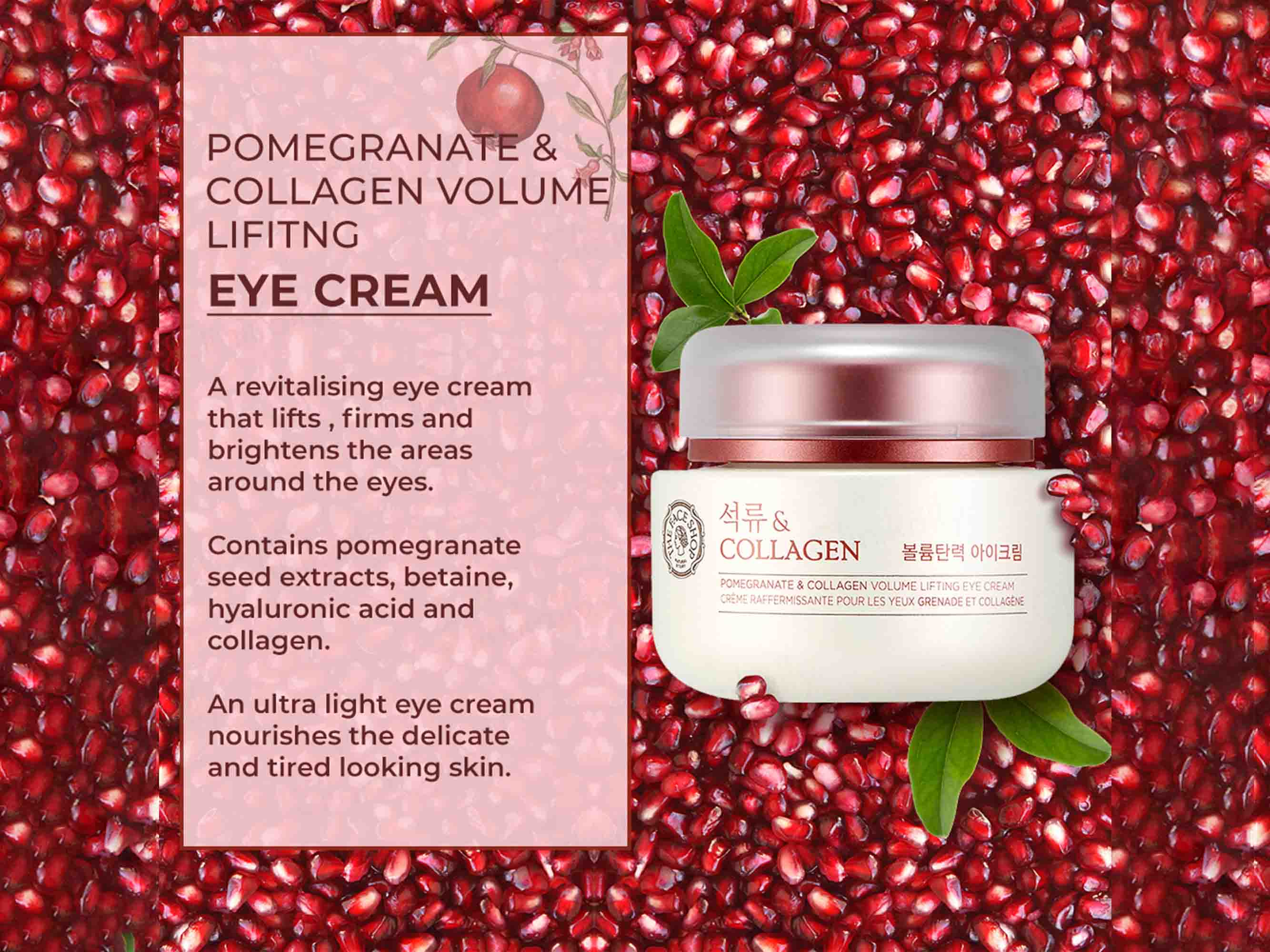 The Face Shop Pomegranate & Collagen Volume Lifting Eye Cream - Image 2