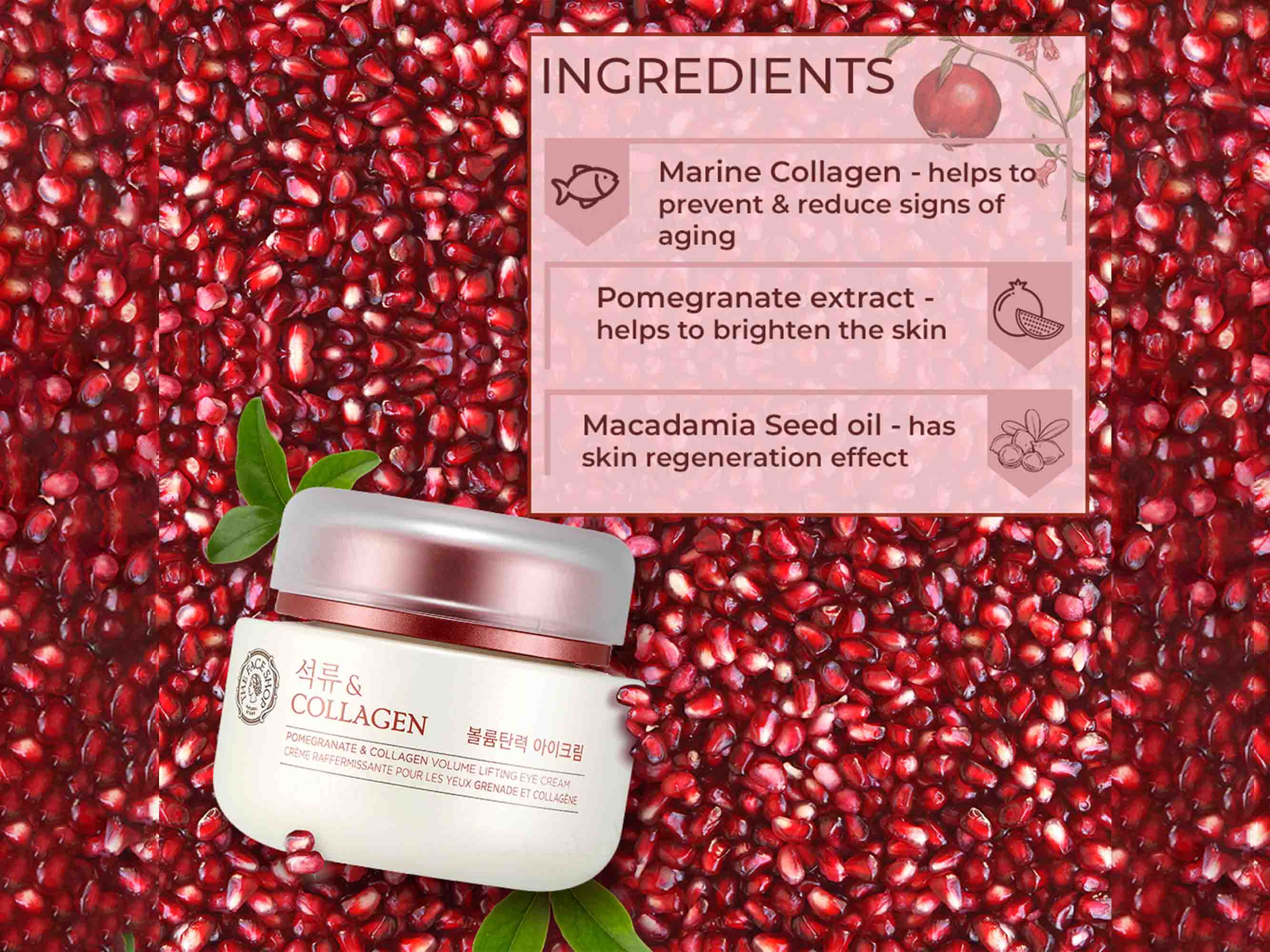 The Face Shop Pomegranate & Collagen Volume Lifting Eye Cream - Image 3
