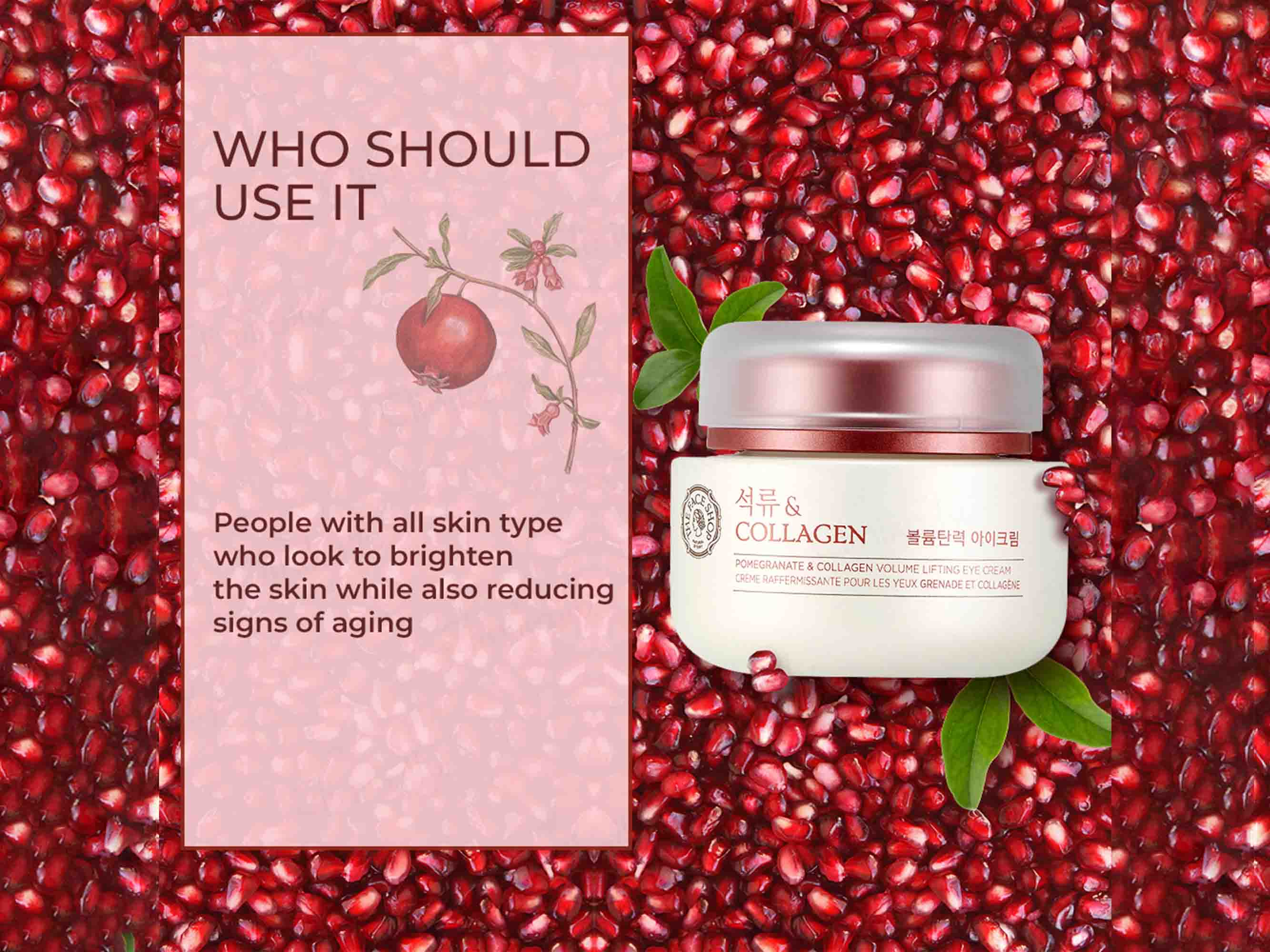 The Face Shop Pomegranate & Collagen Volume Lifting Eye Cream - Image 4