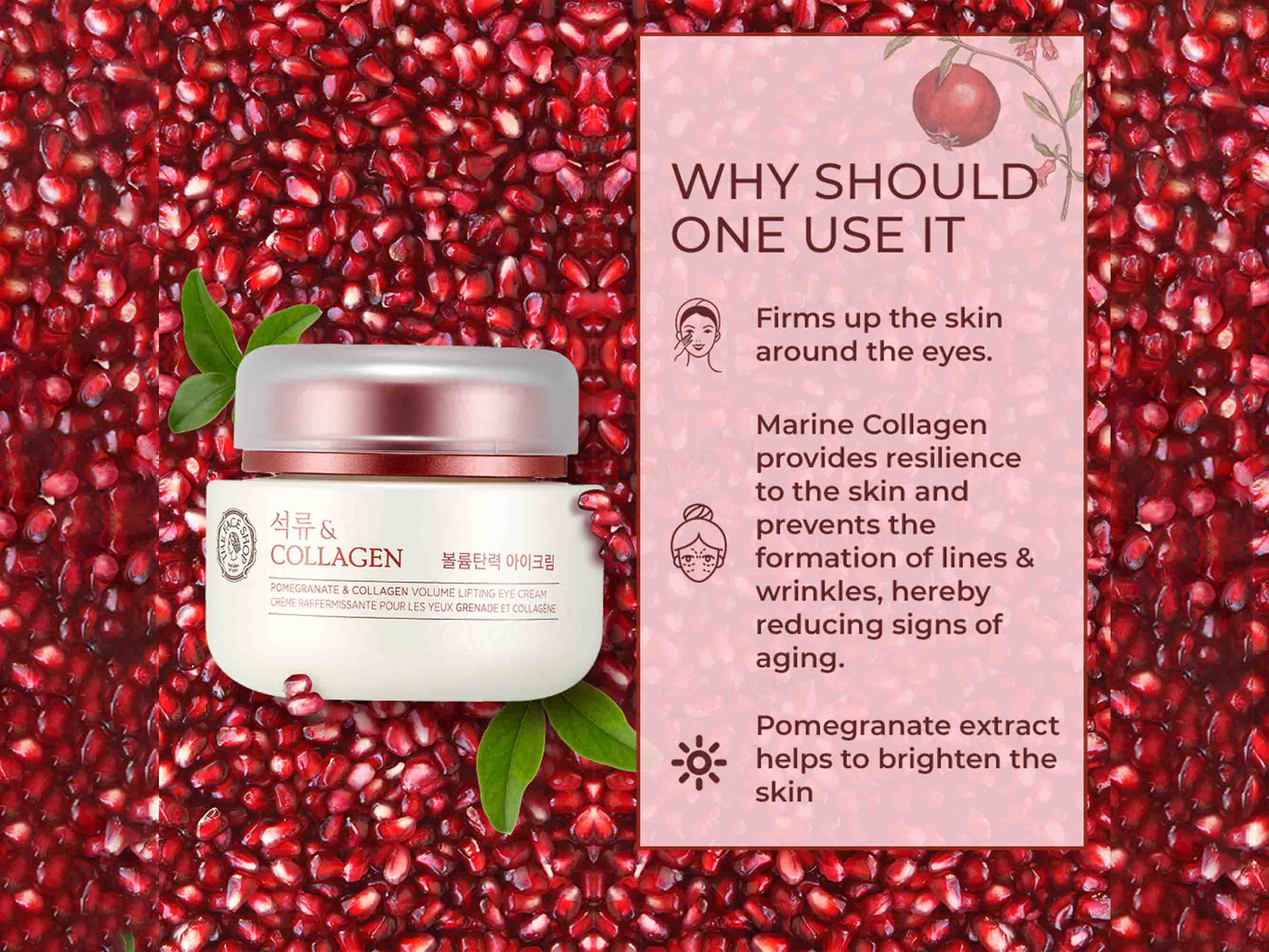 The Face Shop Pomegranate & Collagen Volume Lifting Eye Cream - Image 5