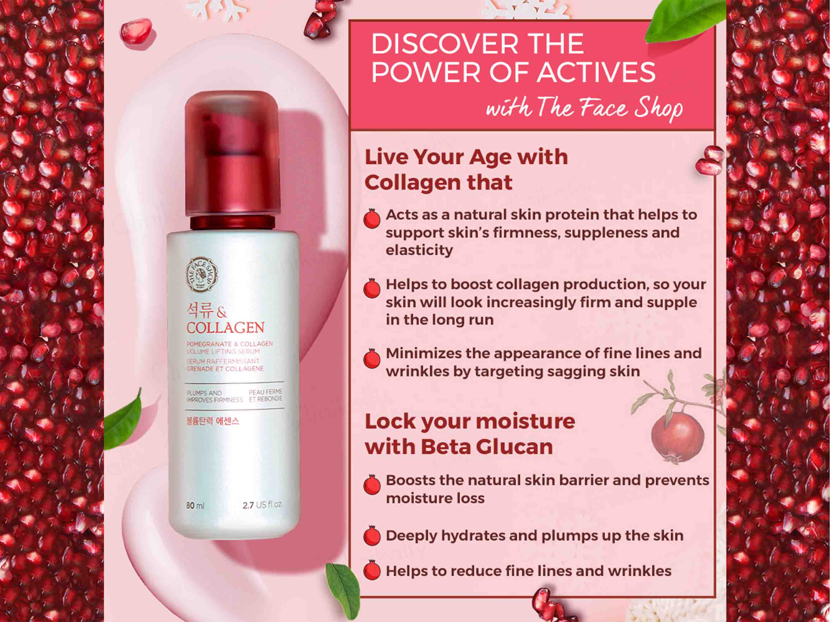 The Face Shop Pomegranate & Collagen Volume Lifting Serum - Image 3