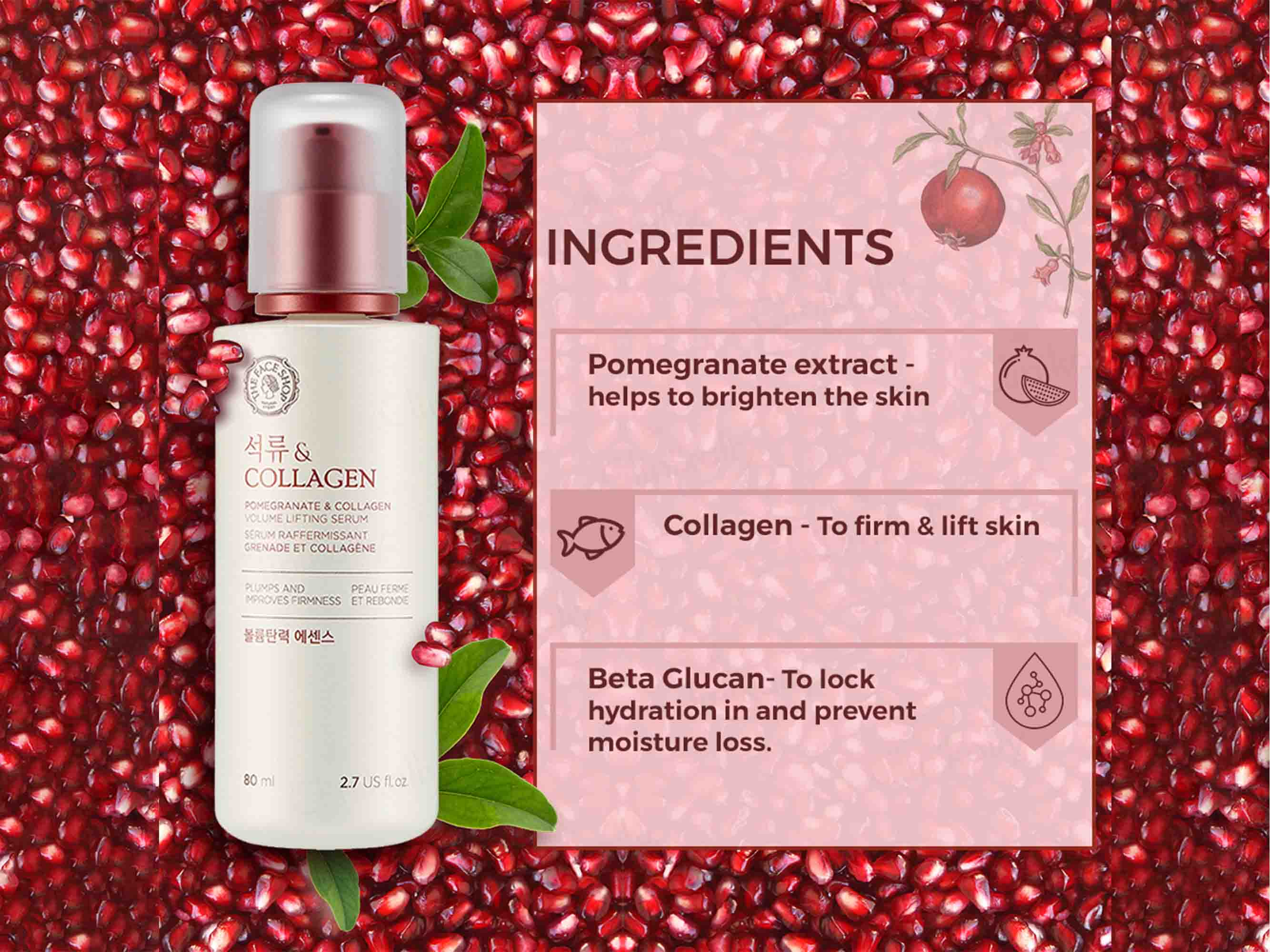 The Face Shop Pomegranate & Collagen Volume Lifting Serum - Image 4