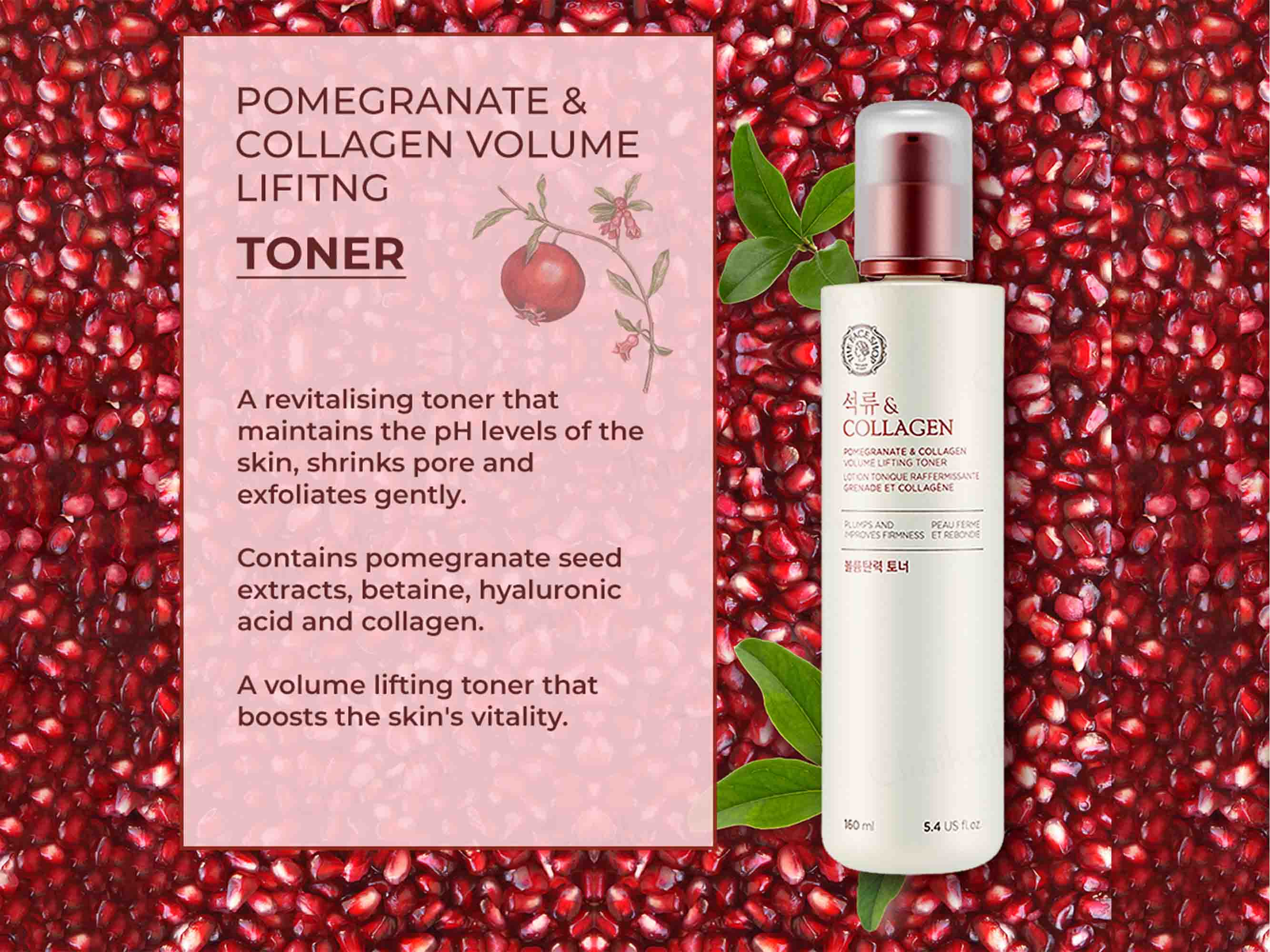 The Face Shop Pomegranate & Collagen Volume Lifting Toner - Image 2