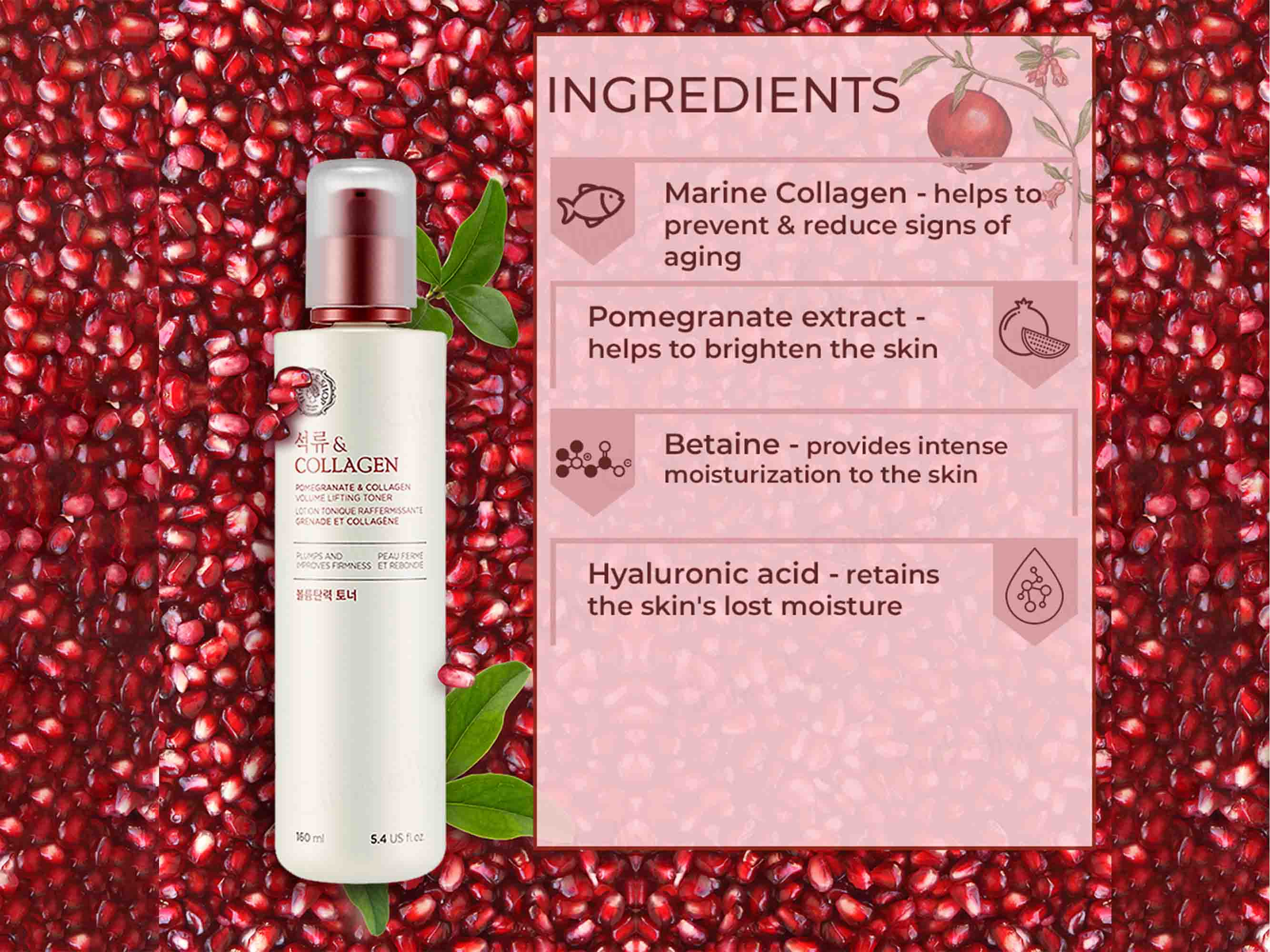 The Face Shop Pomegranate & Collagen Volume Lifting Toner - Image 3