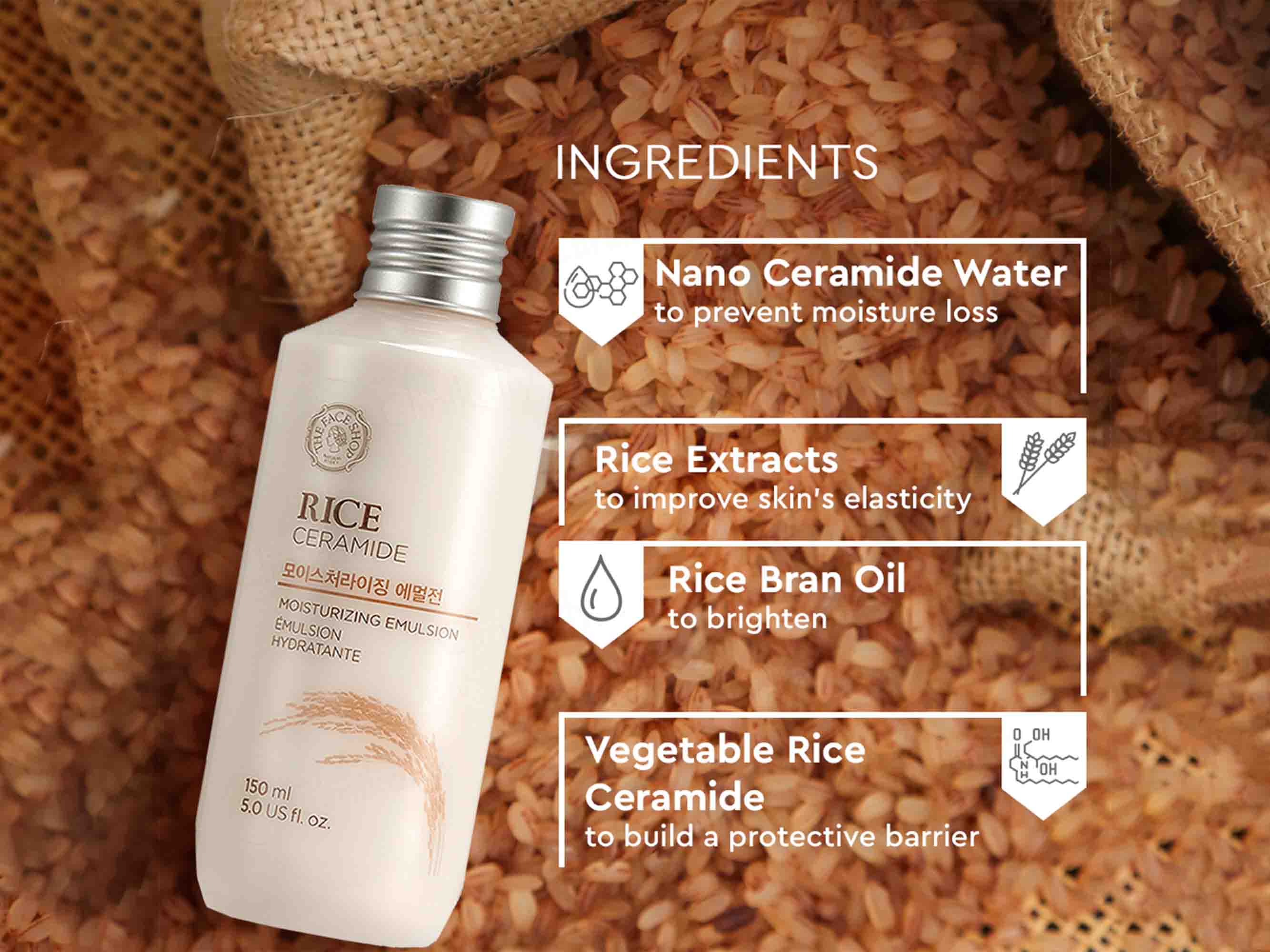 The Face Shop Rice & Ceramide Moisturizing Emulsion - Image 3