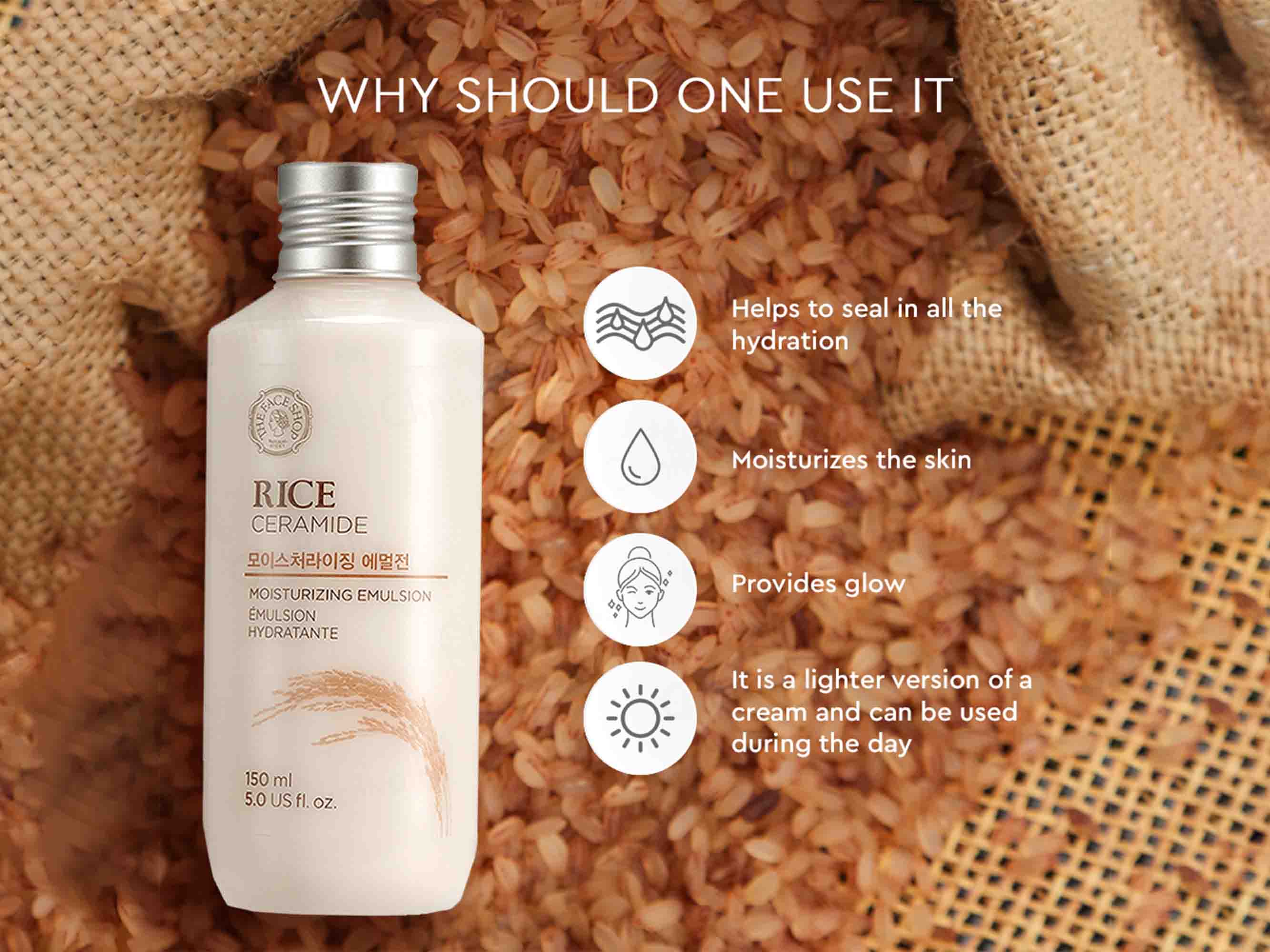 The Face Shop Rice & Ceramide Moisturizing Emulsion - Image 4