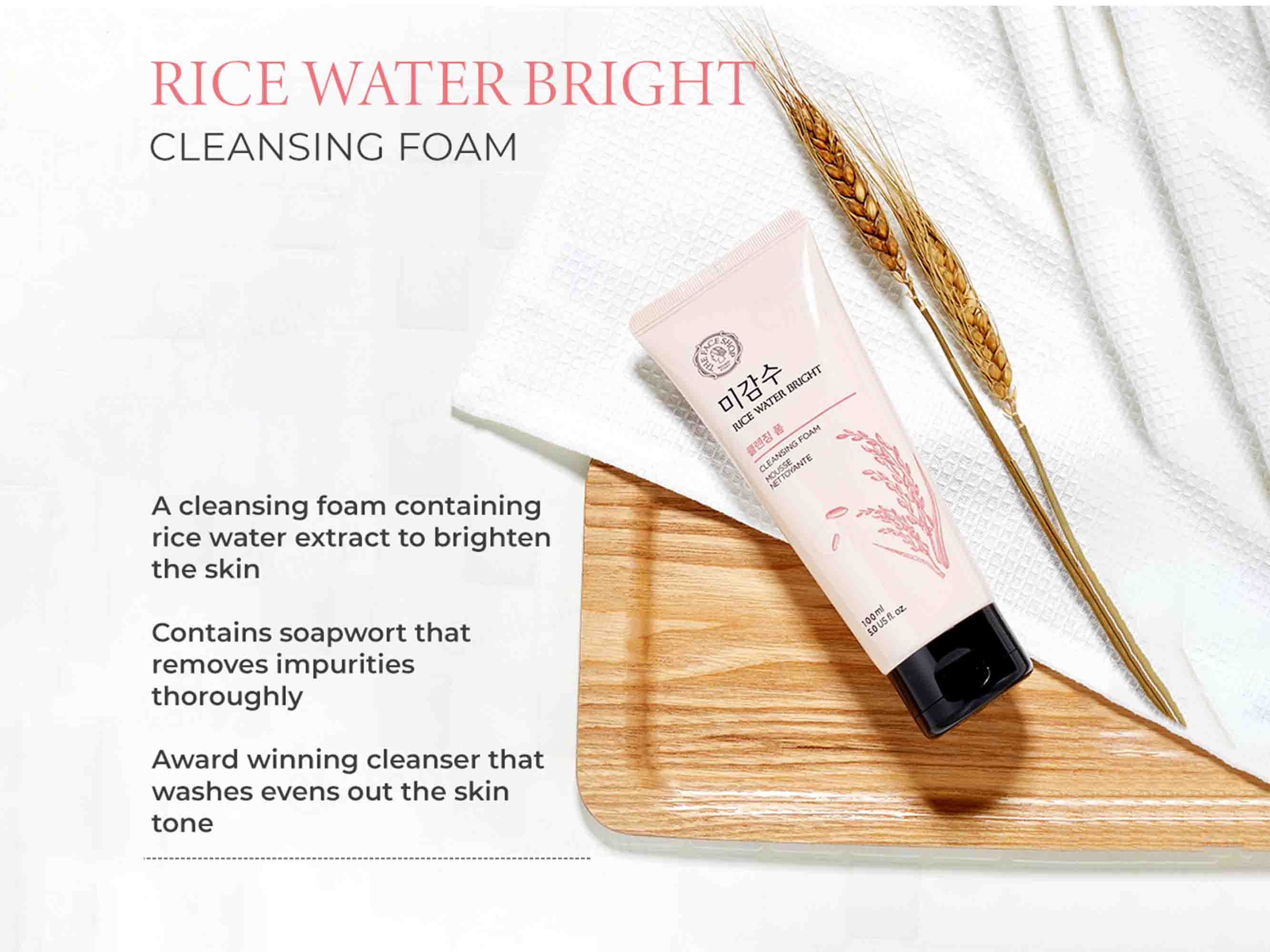 The Face Shop Rice Water Bright Foaming Cleanser - Image 2
