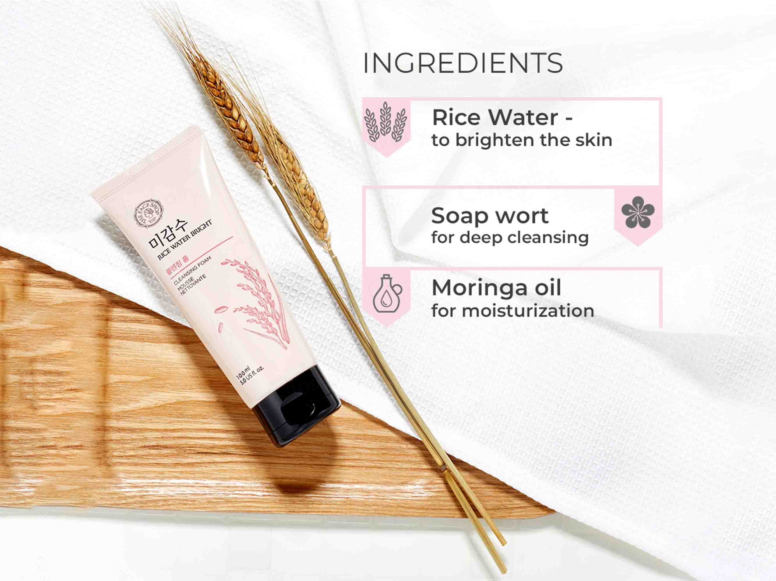 The Face Shop Rice Water Bright Foaming Cleanser - Image 3